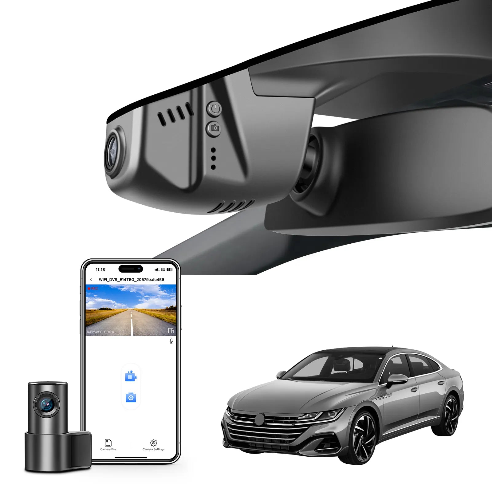 Mangoal 4K Dash Cam for Volkswagen Arteon 2018-2024 (Model B Black)