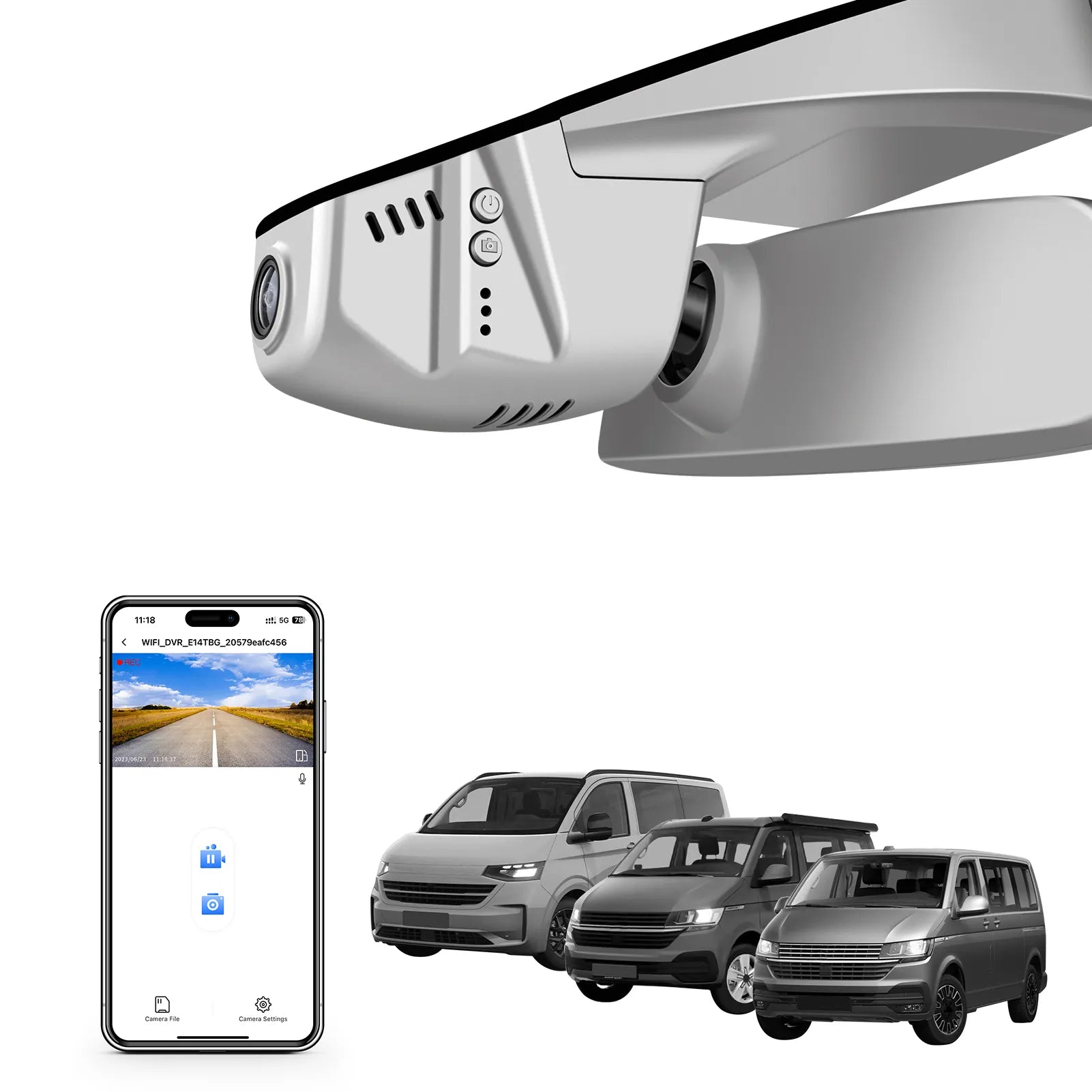 Mangoal Front 4K HDR Dash Cam STARVIS 2 IMX678, Custom Fit for Volkswagen Transporter T6 T6.1 Multivan & California & Caravelle 2016-2025 (Model B Gray)