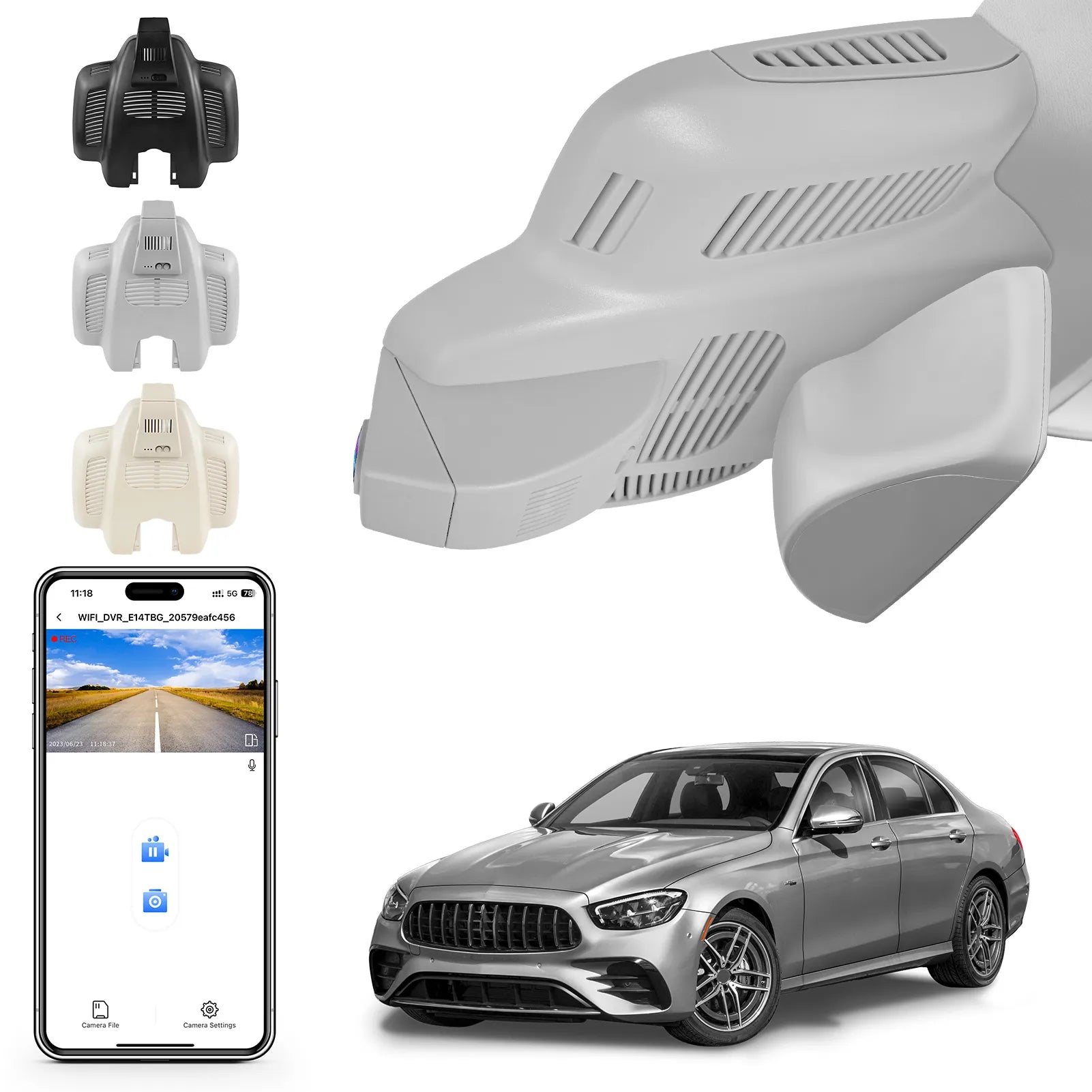 Mangoal Front 4K HDR Dash Cam STARVIS 2 IMX678, Custom for Mercedes-Benz E-Class W213 Gen5 E-Class 2017-2023 & E53 E63 AMG 2018-2024(Model D Gray)