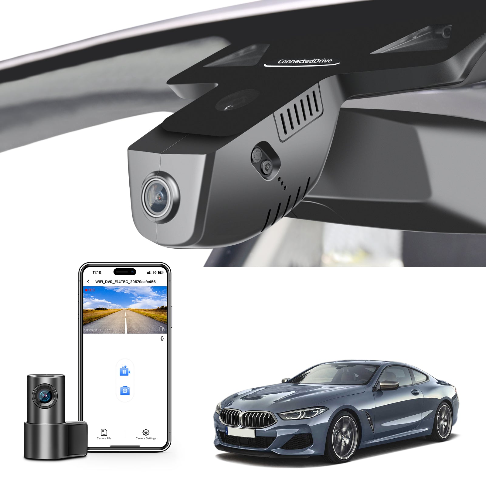 Front 4K & Rear 1080p Dash Cam for BMW 8 Series