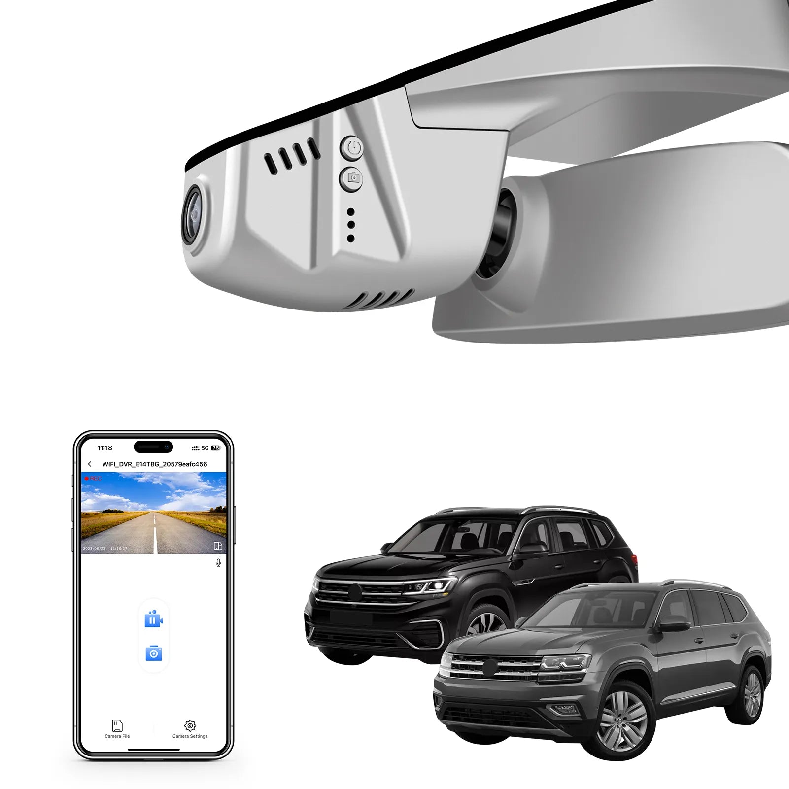 Mangoal Front 4K HDR Dash Cam STARVIS 2 IMX678, Custom Fit for Volkswagen Atlas 2018-2026 & Atlas Cross Sport 2020-2026 (Model B Gray)
