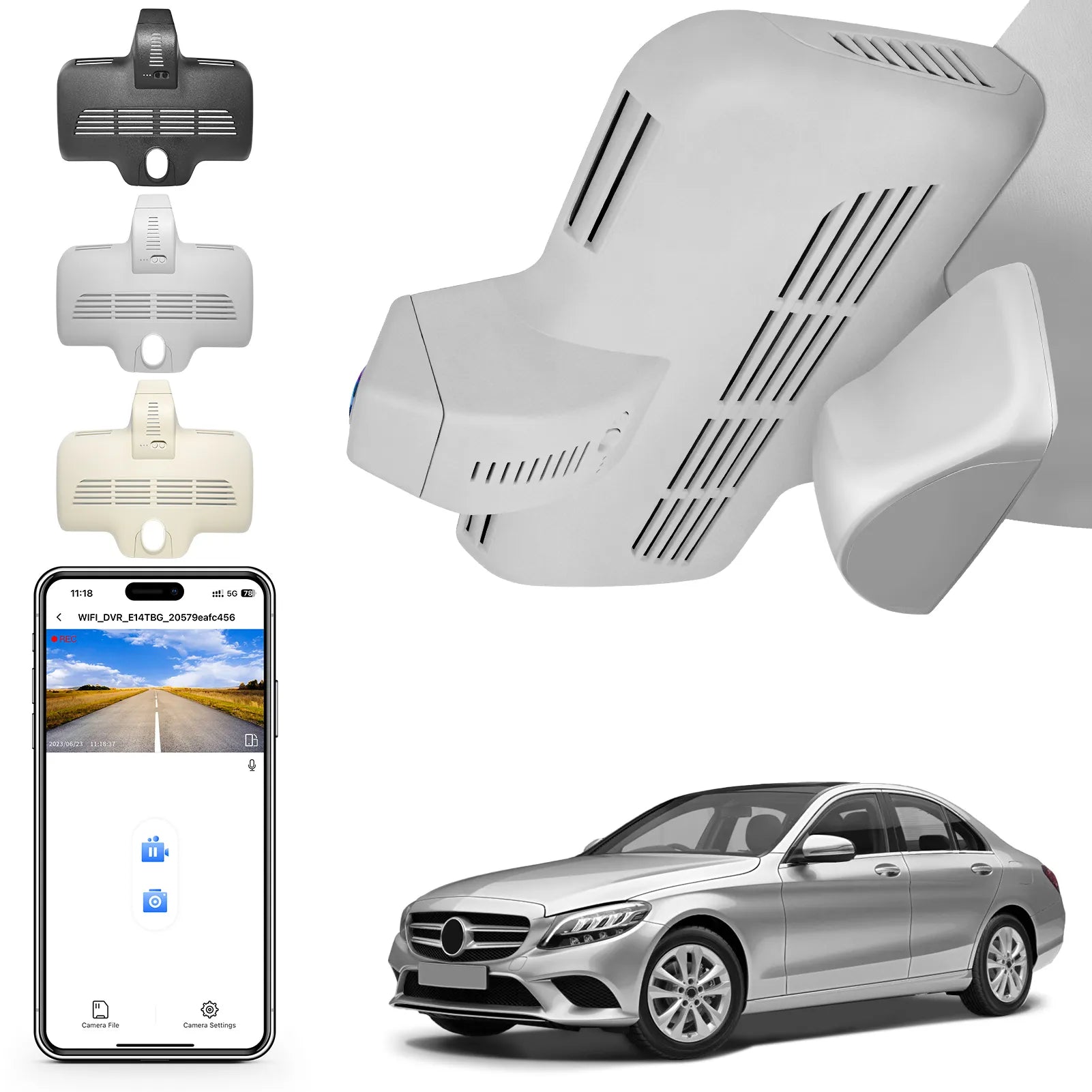 Mangoal Front 4K HDR Dash Cam STARVIS 2 IMX678 for Mercedes-Benz C-Class Gen4 W/S/C/A 205 2015-2021(Model D Gray), C200 C250 C300 etc