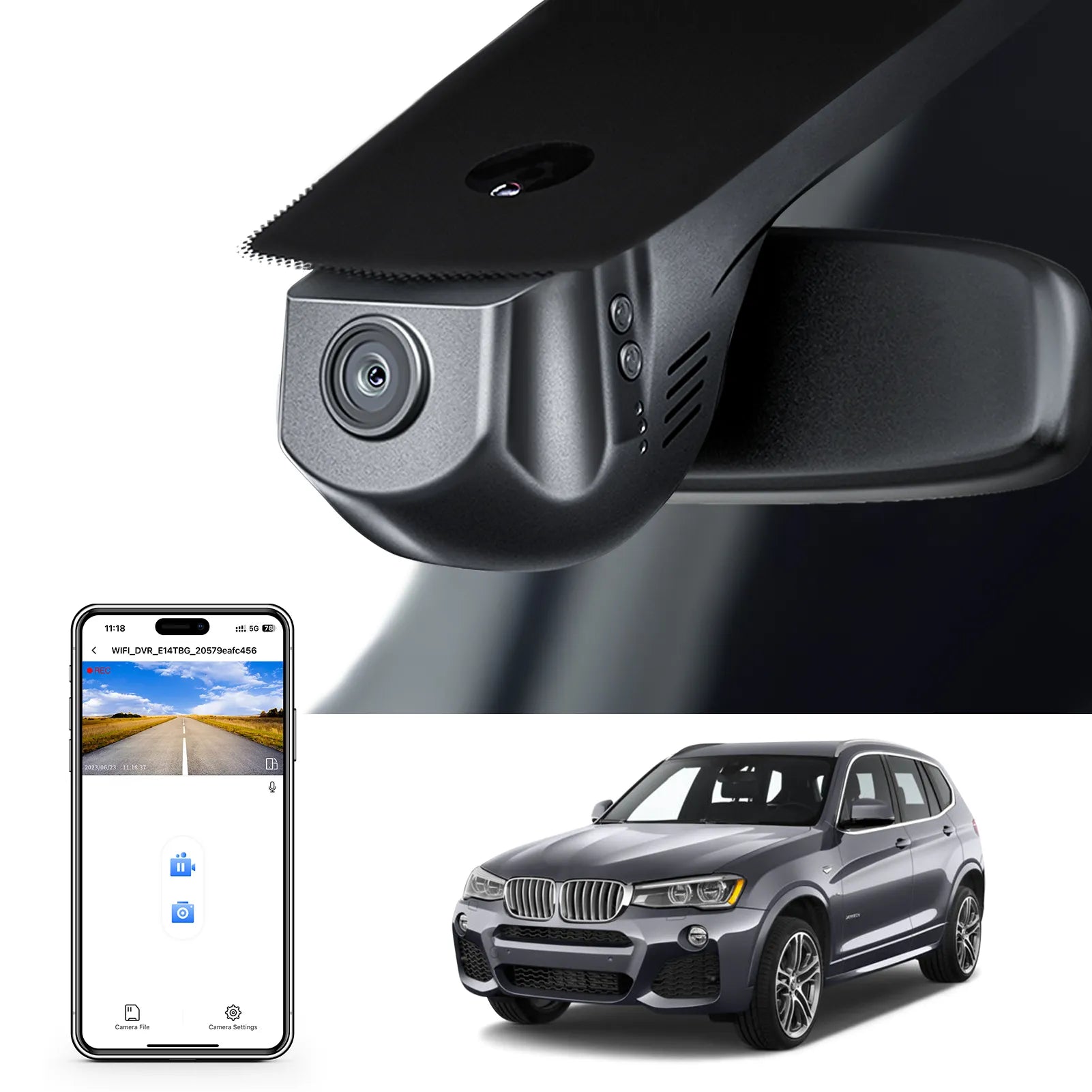 Mangoal STARVIS 2 Front 4K HDR Dash Cam IMX678, Custom Fit for BMW X3 F25 Gen2 2013-2017(Model A)
