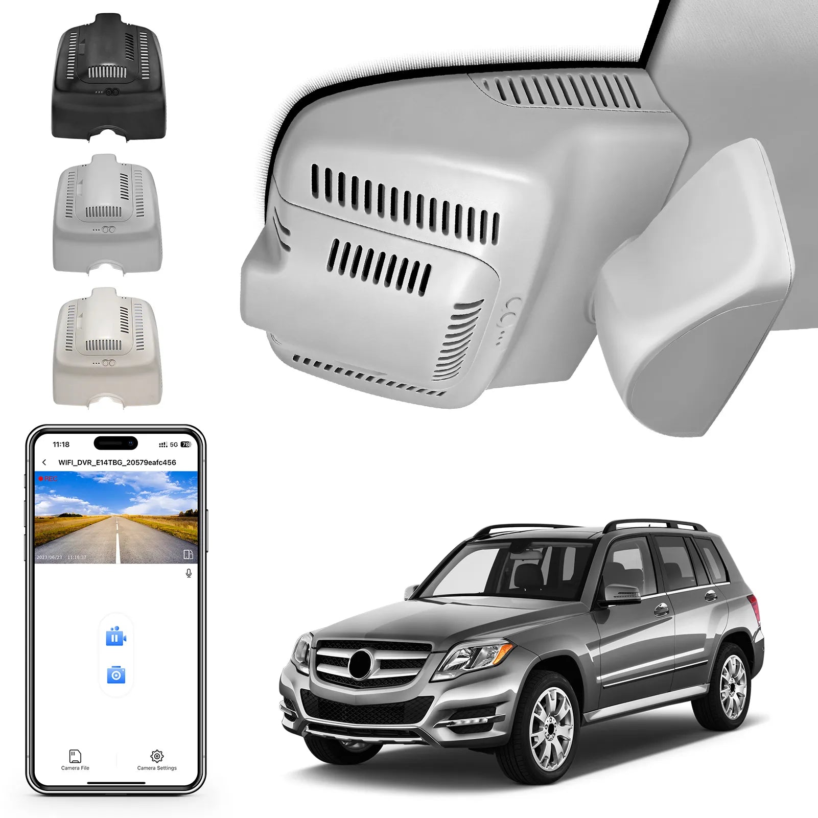 Mangoal 4K Front & 2K Rear 2 Channel HDR Dash Cam, Dual STARVIS 2 IMX678 IMX675 for Mercedes-Benz GLK X204 2010-2015(Model B Gray)