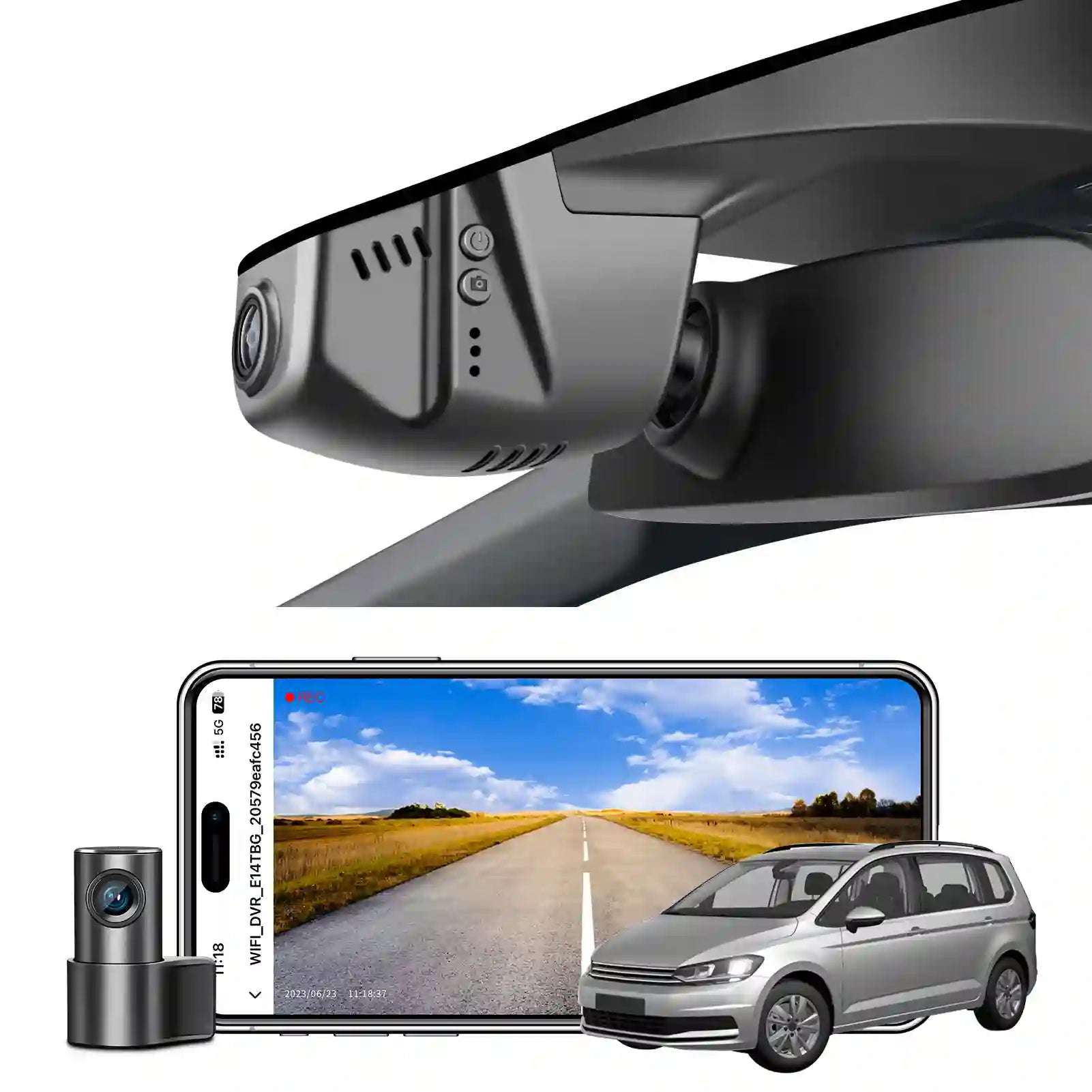 Mangoal 4K Front & 2K Rear 2 Channel HDR Dash Cam, Dual STARVIS 2 IMX678 IMX675, Custom Fit for Volkswagen Touran 2016-2022 2024 (Model B Black)