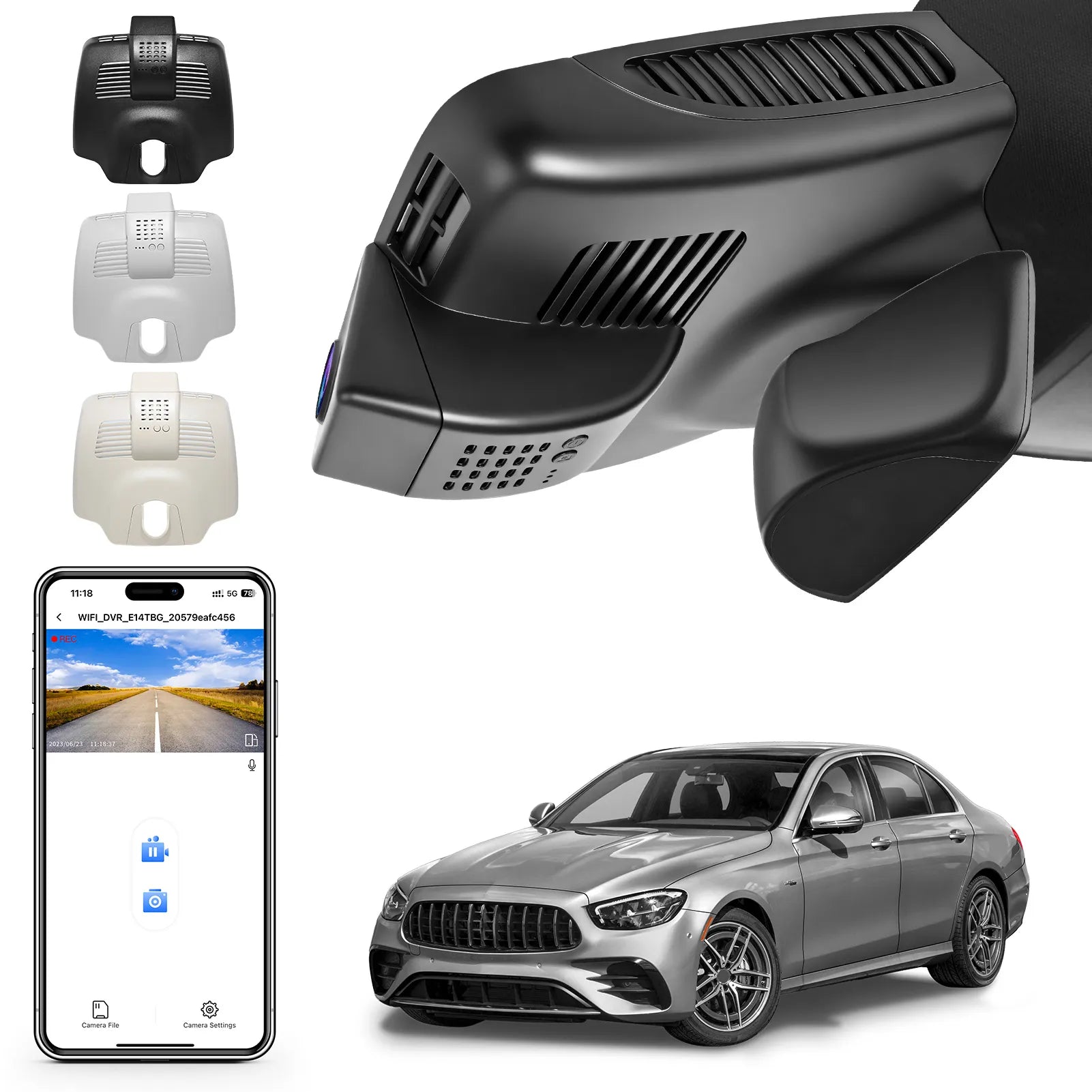 Mangoal Front 4K HDR Dash Cam STARVIS 2 IMX678, Custom for Mercedes-Benz E-Class W213 Gen5 E-Class 2017-2023 & E53 E63 AMG 2018-2024(Model B Black)