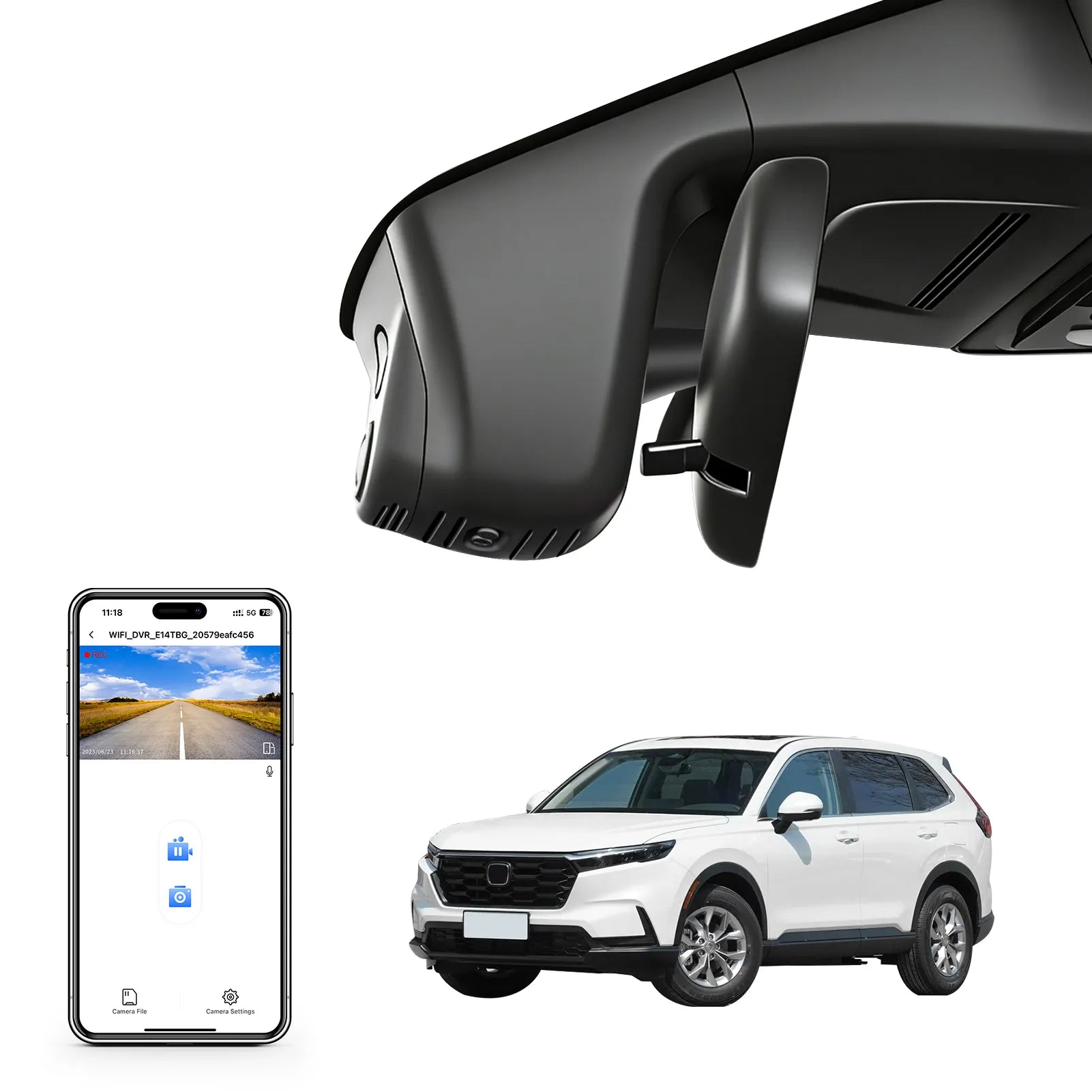 STARVIS 2 Front 4K HDR Dash Cam IMX678, Custom Fit for Gen6 CR-V & CR-V Hybrid 2023-2026(Black)(Model B), 5GHz WiFi, GPS, 64GB Card
