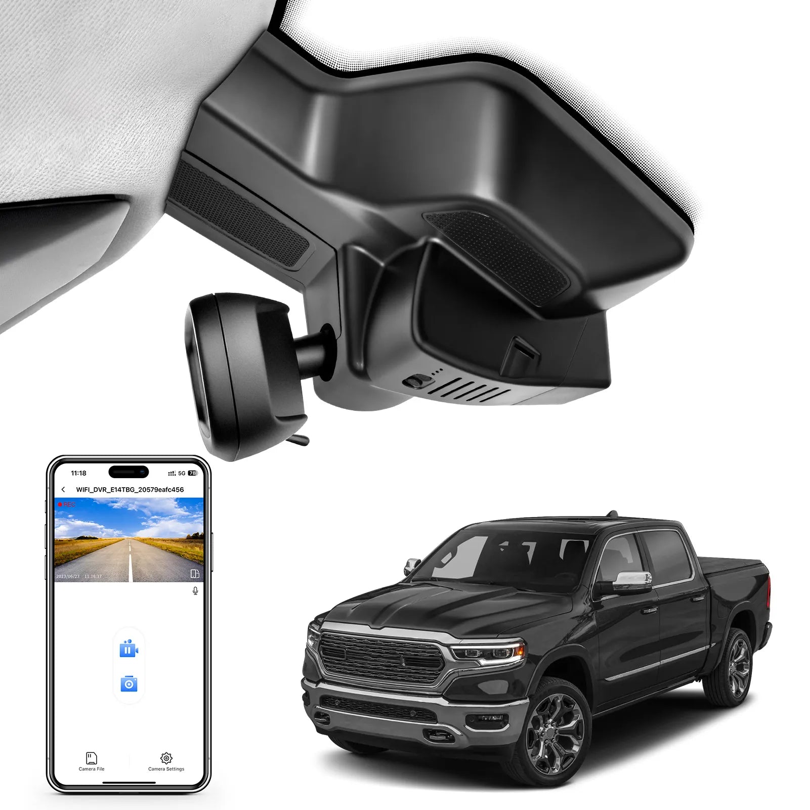 Mangoal Front 4K & Rear 1080P Dash Cam for Dodge RAM Gen5 1500 2025 2026 Mid-term facelift (Model G)