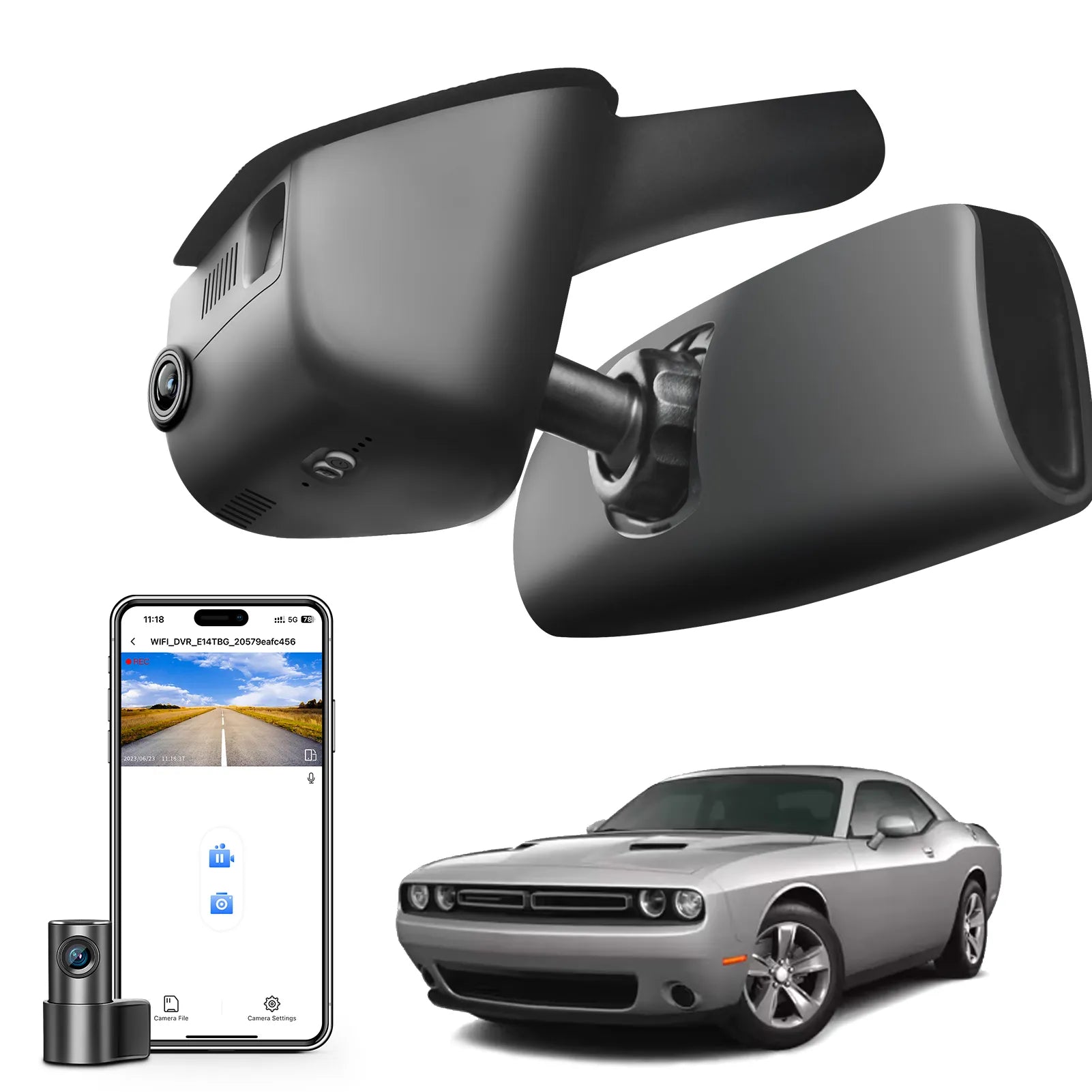 Mangoal Front 4K & Rear 2K HDR Dash Cam, Dual STARVIS 2 IMX678 IMX675, for Dodge Challenger 2015-2023(Model A)