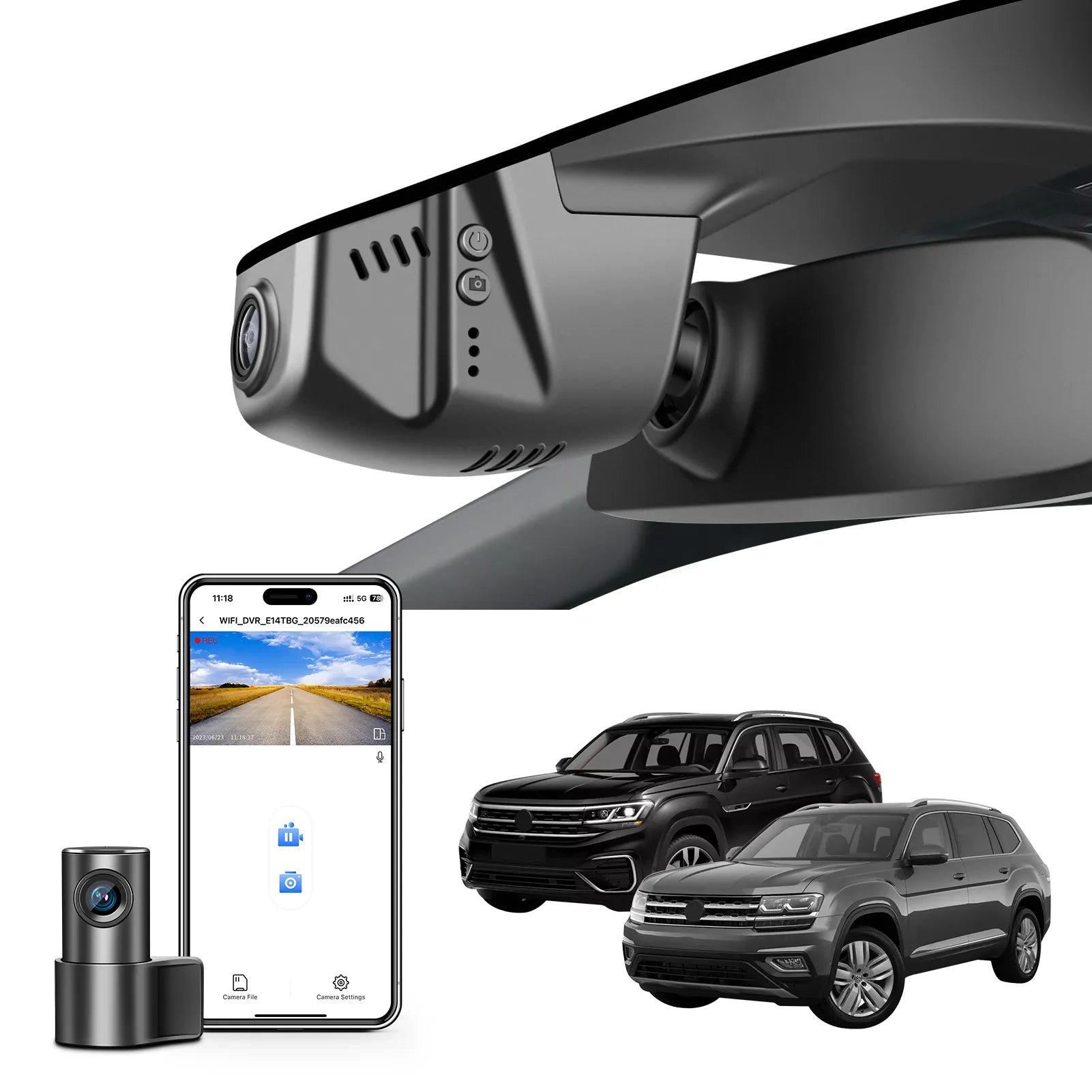 Mangoal 4K Front & 2K Rear 2 Channel HDR Dash Cam, Dual STARVIS 2 IMX678 IMX675, Custom Fit for Volkswagen Atlas 2018-2026 & Atlas Cross Sport 2020-2026 (Model B Black)