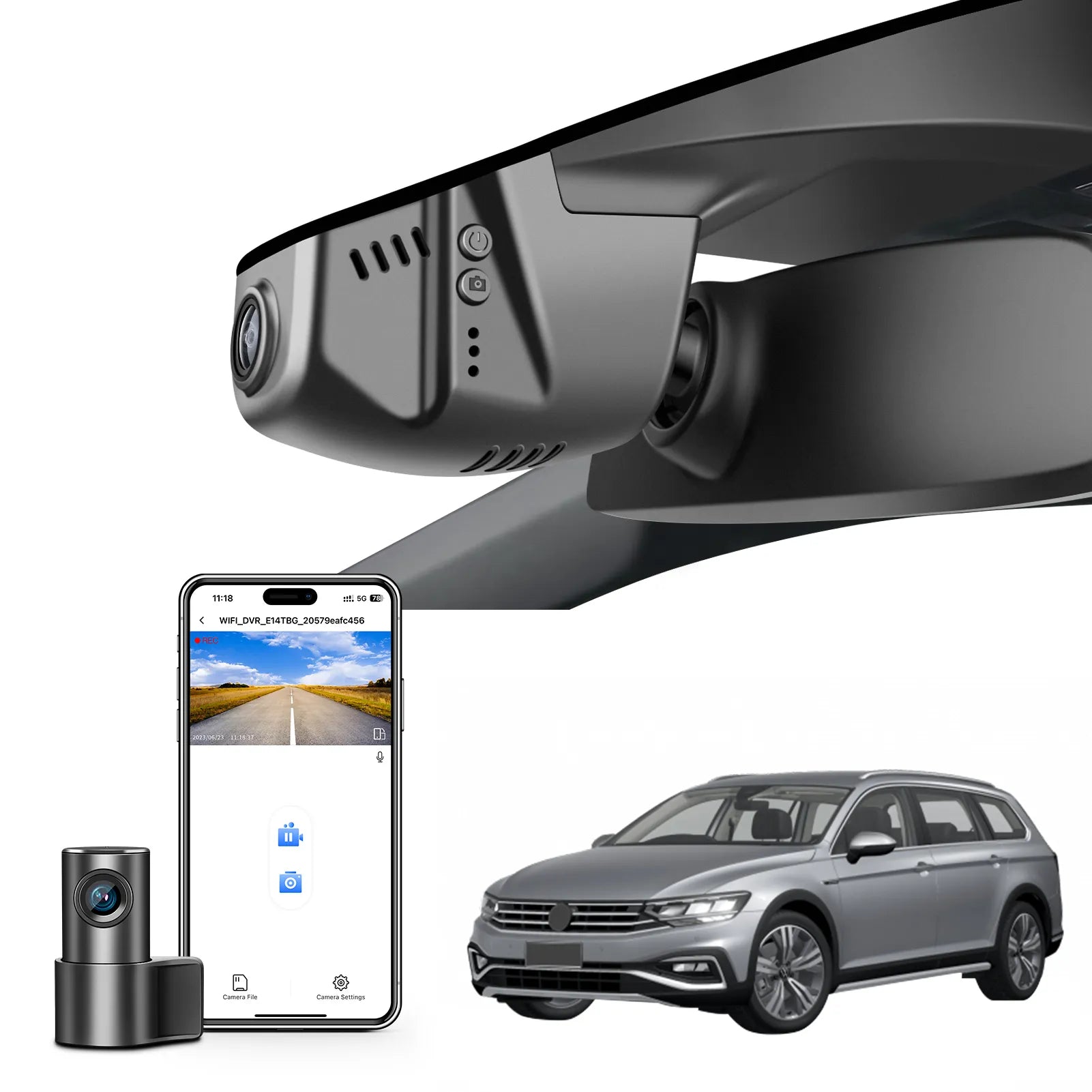Mangoal 4K Front & 2K Rear 2 Channel HDR Dash Cam, Dual STARVIS 2 IMX678 IMX675, Custom Fit for VW Passat B8 2015-2024 (Model B Black)