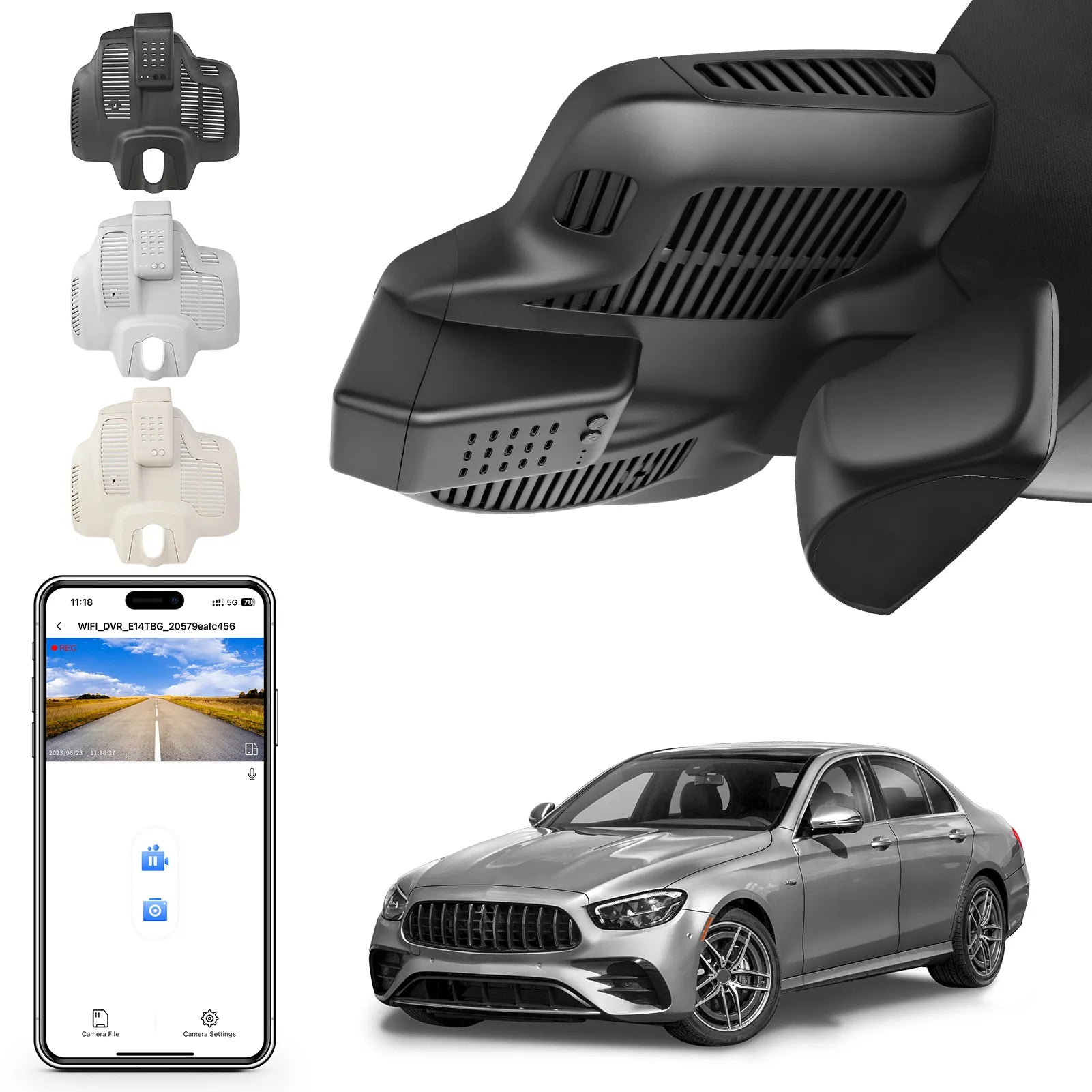 Mangoal Front 4K HDR Dash Cam STARVIS 2 IMX678, Custom for Mercedes-Benz E-Class W213 Gen5 E-Class 2017-2023 & E53 E63 AMG 2018-2024(Model C Black)