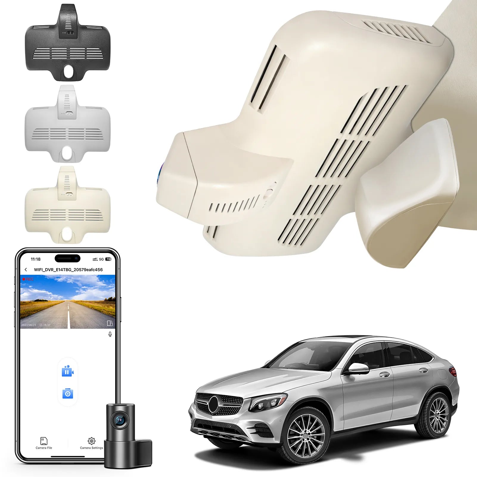 Mangoal Front 4K & 1080P Dash Cam for Mercedes-Benz GLC Gen1 X253/C253 2016-2020(Model D Beige)