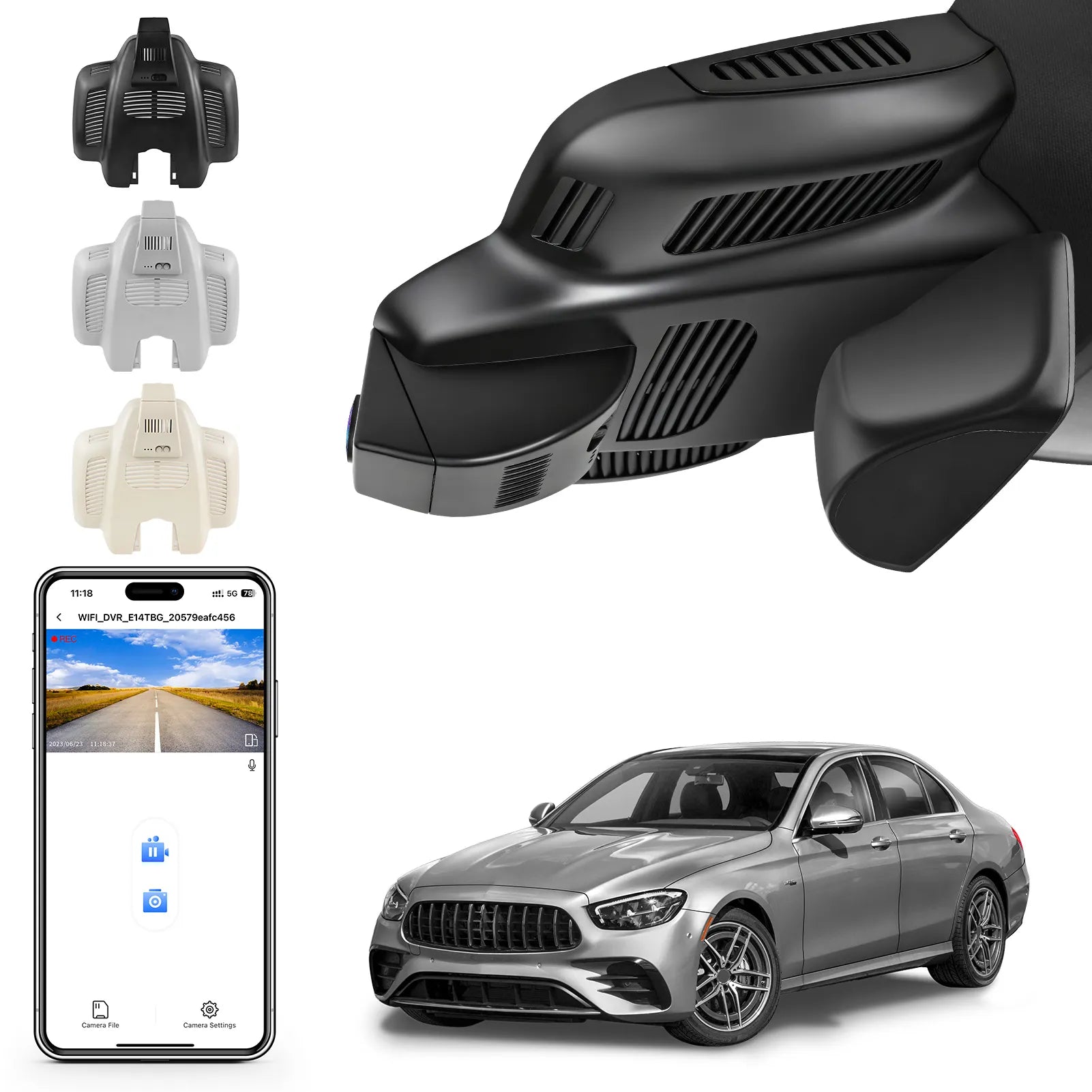 Mangoal Front 4K HDR Dash Cam STARVIS 2 IMX678, Custom for Mercedes-Benz E-Class W213 Gen5 E-Class 2017-2023 & E53 E63 AMG 2018-2024(Model D Black)