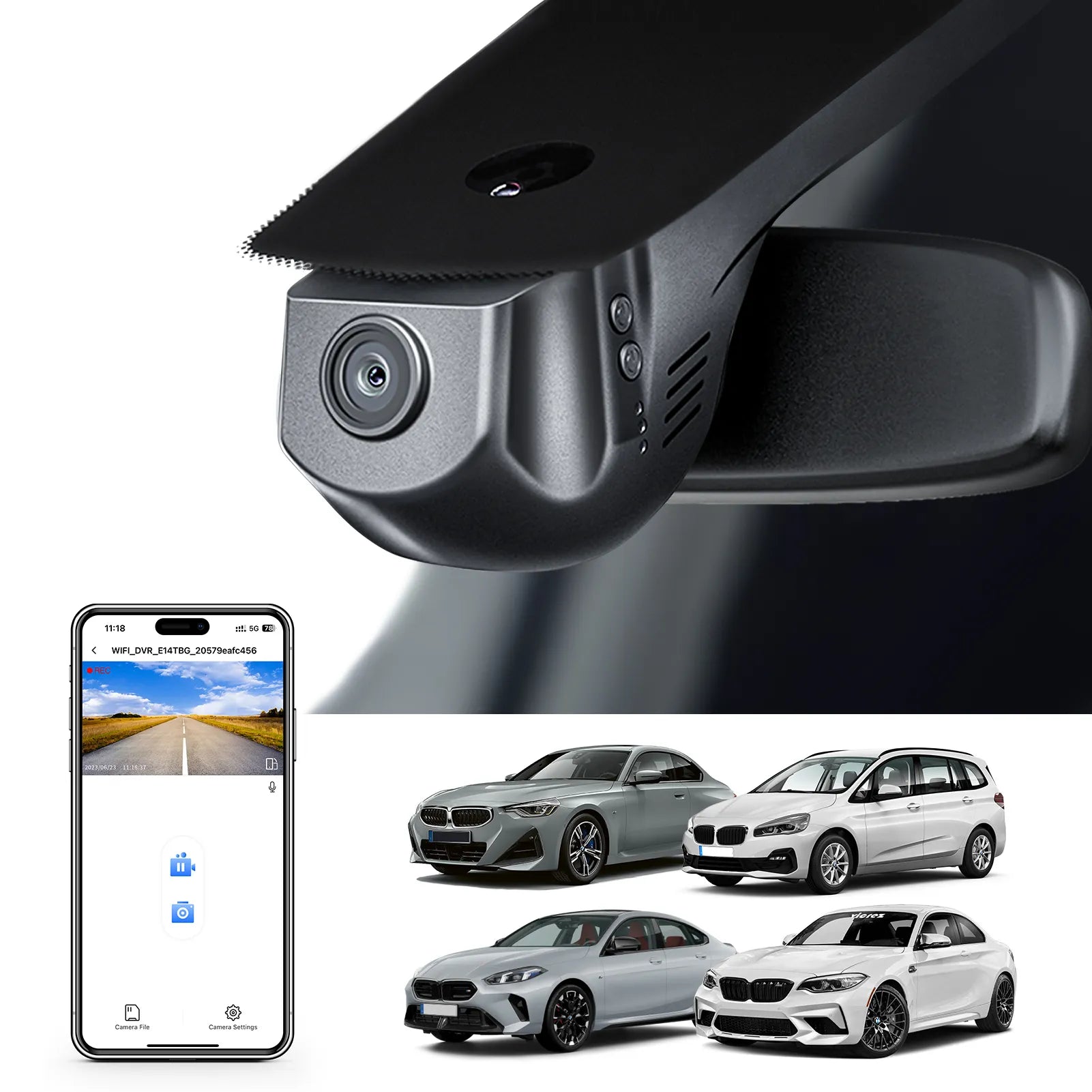 Mangoal STARVIS 2 Front 4K HDR Dash Cam IMX678, Fit for BMW 2 Series Coupé Convertible F22 F23 G42 Active Tourer Gran Tourer F45 F46 U06 Gran Coupé F44 M2 F87(Model A)