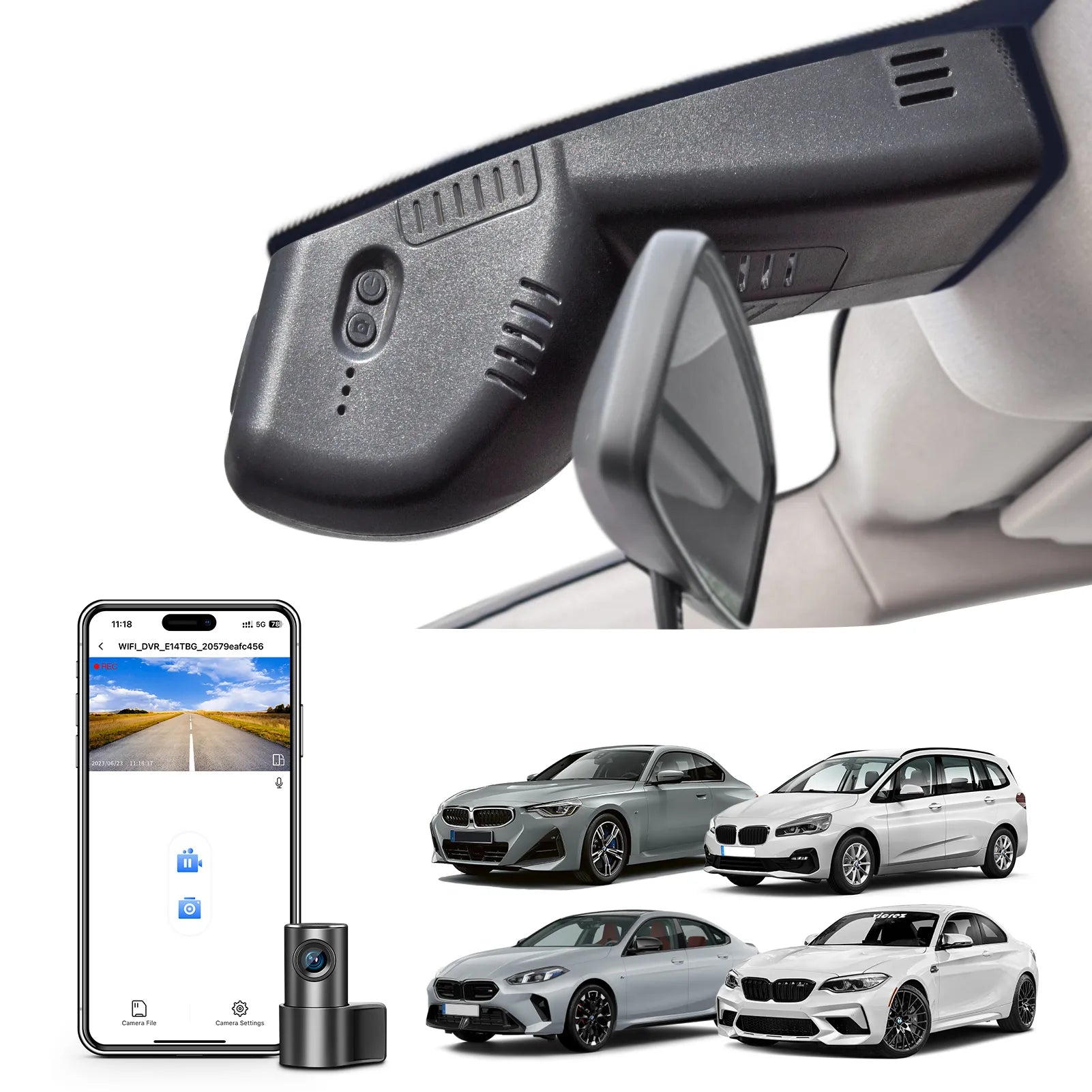 Mangoal 4K Front & 2K Rear HDR Dash Cam, STARVIS 2,Compatible with 2 Series Coupé Convertible F22 F23 G42 Active Tourer Gran Tourer F45 F46 U06 Gran Coupé F44 M2 F87(Model E)