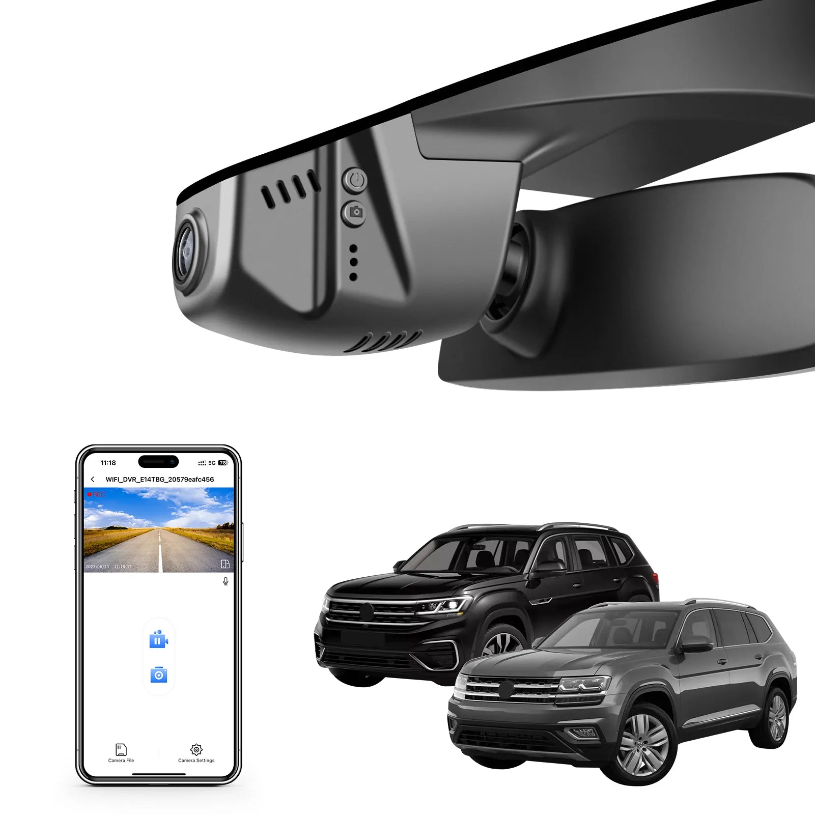 Mangoal Front 4K HDR Dash Cam STARVIS 2 IMX678, Custom Fit forVolkswagen Atlas 2018-2026 & Atlas Cross Sport 2020-2026 (Model B Black)