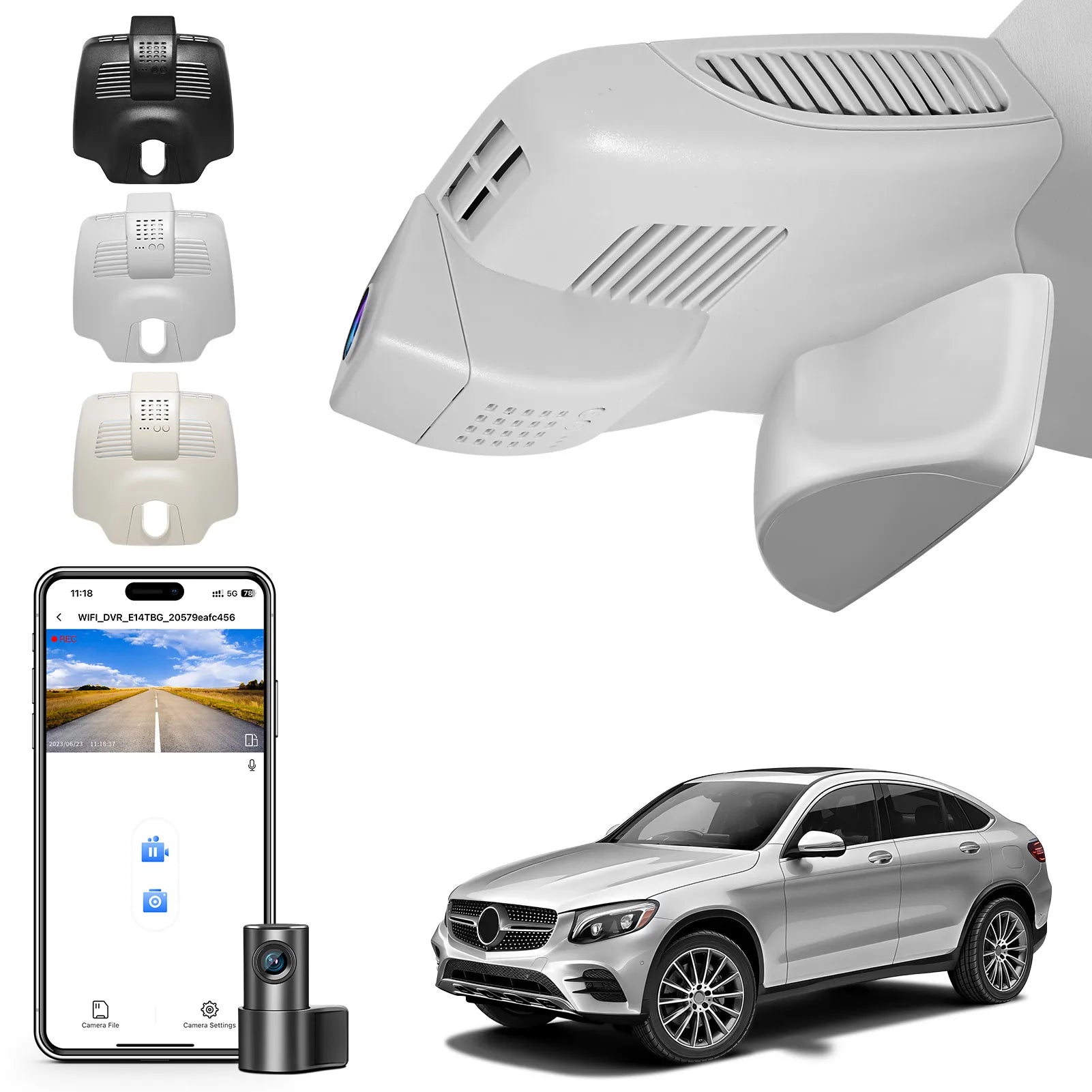 Mangoal Front 4K & 1080P Dash Cam for Mercedes-Benz GLC Gen1 X253/C253 2016-2020 (Model C Gray)