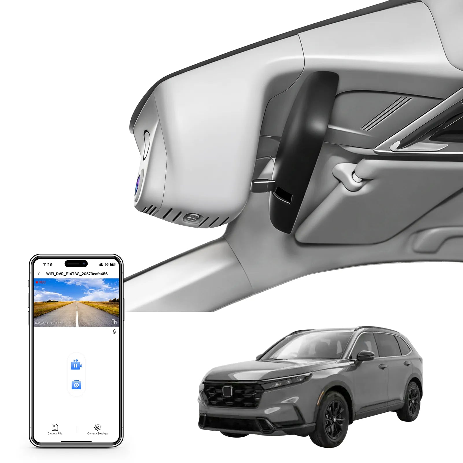 STARVIS 2 Front 4K HDR Dash Cam IMX678, Custom Fit for Gen6 CR-V & CR-V Hybrid 2023-2026(Gray)(Model B), 5GHz WiFi, GPS, 64GB Card
