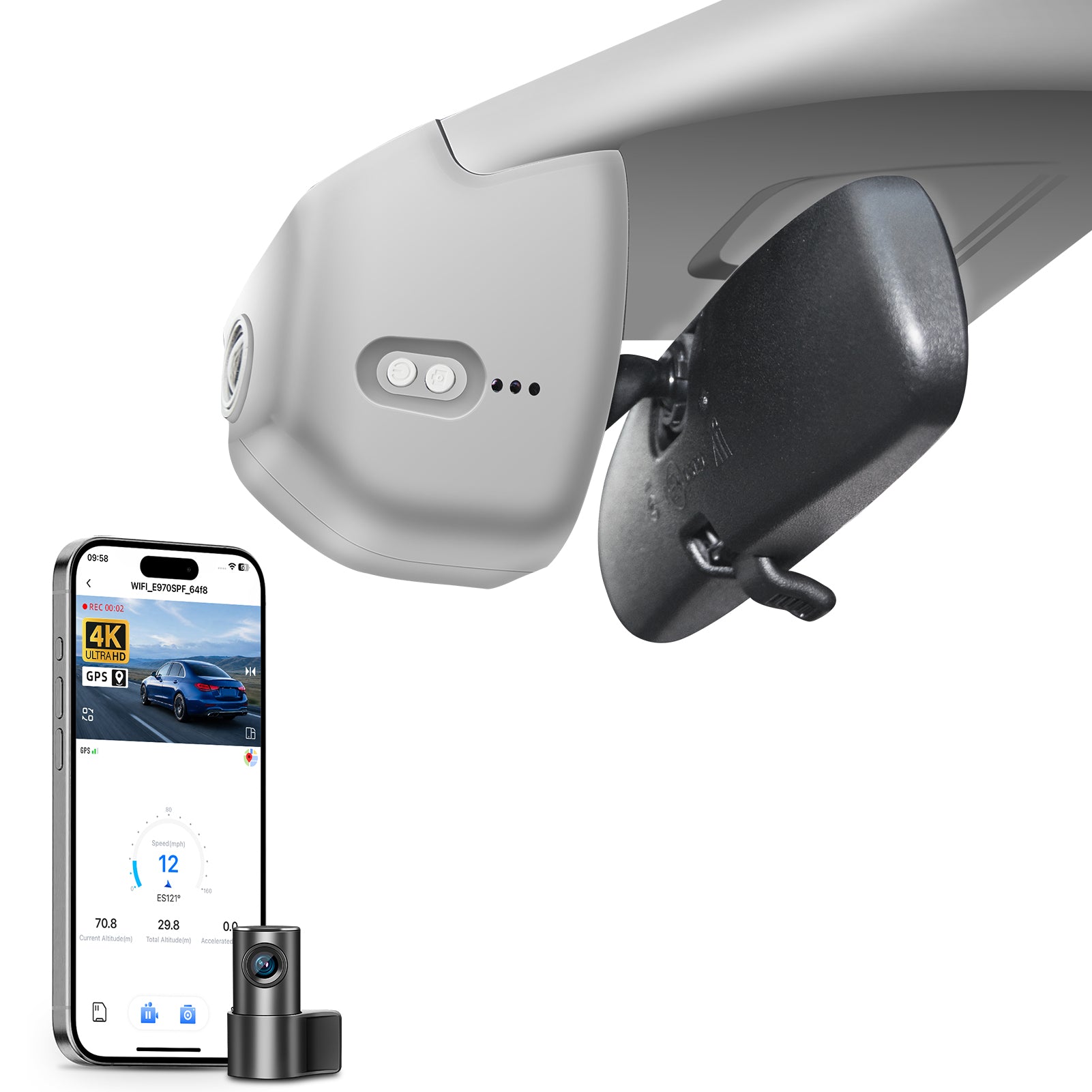 Mangoal Front 4K & Rear 1080P Dash Cam for Acura Integra 2023-2025(Gray)