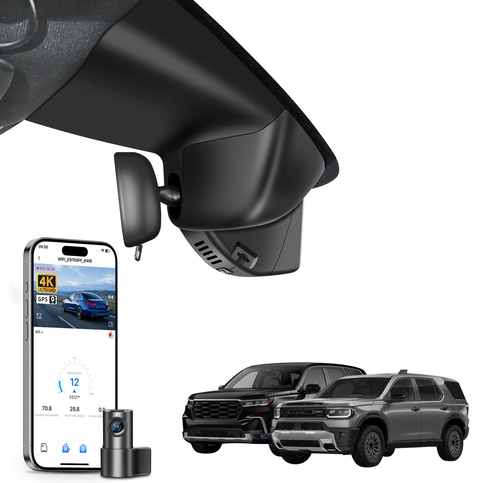 Mangoal Front 4K & Rear 2K HDR Dash Cam, Dual STARVIS2 IMX678 IMX675 for Honda Pilot & Passport (Model C)