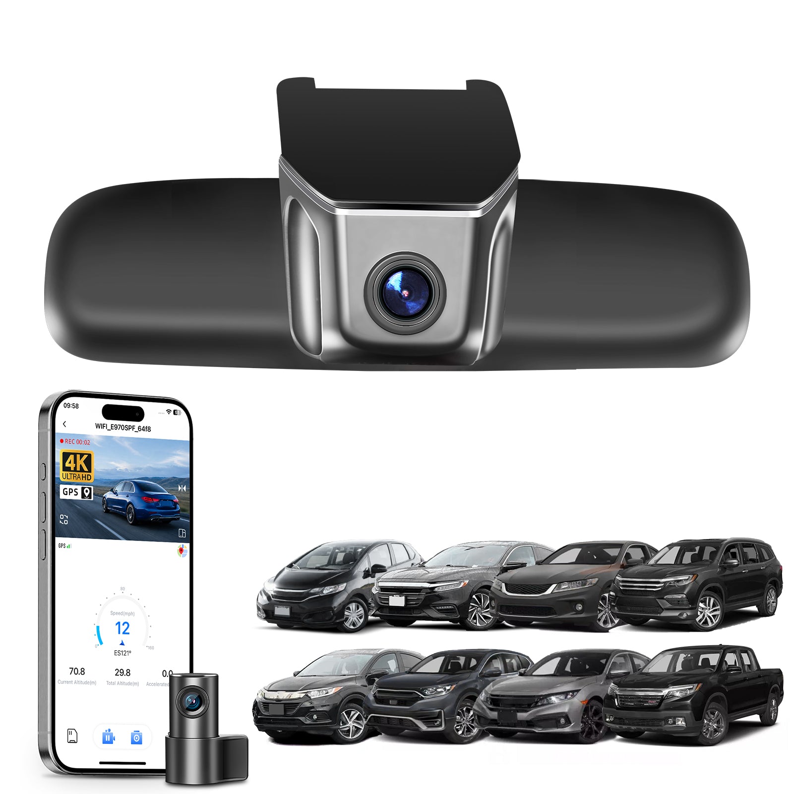 Mangoal Front 4K & Rear 2K HDR Dash Cam, Dual STARVIS 2 IMX678 IMX675, for Honda CRV & Civic & Accord & HRV & Pilot & Ridgeline, and More