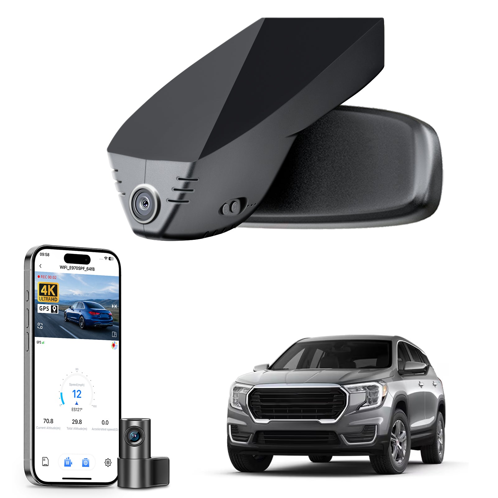 Mangoal Front 4K & Rear 2K HDR Dash Cam, Dual STARVIS 2 IMX678 IMX675, for GMC Terrain 2018-2024(Model A)
