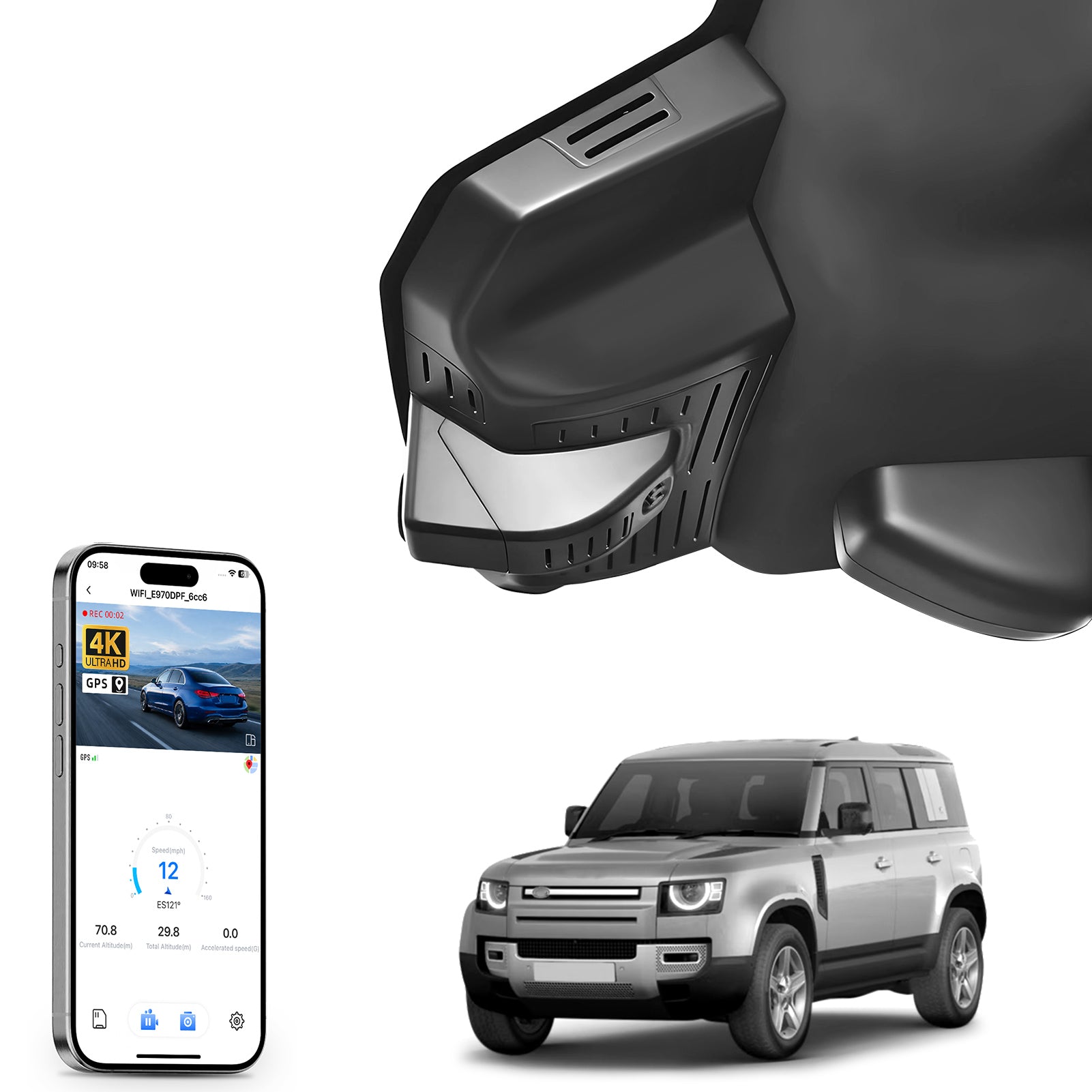 Mangoal Front 4K HDR Dash Cam STARVIS 2 IMX678 for Land Rover Defender 2020-2026