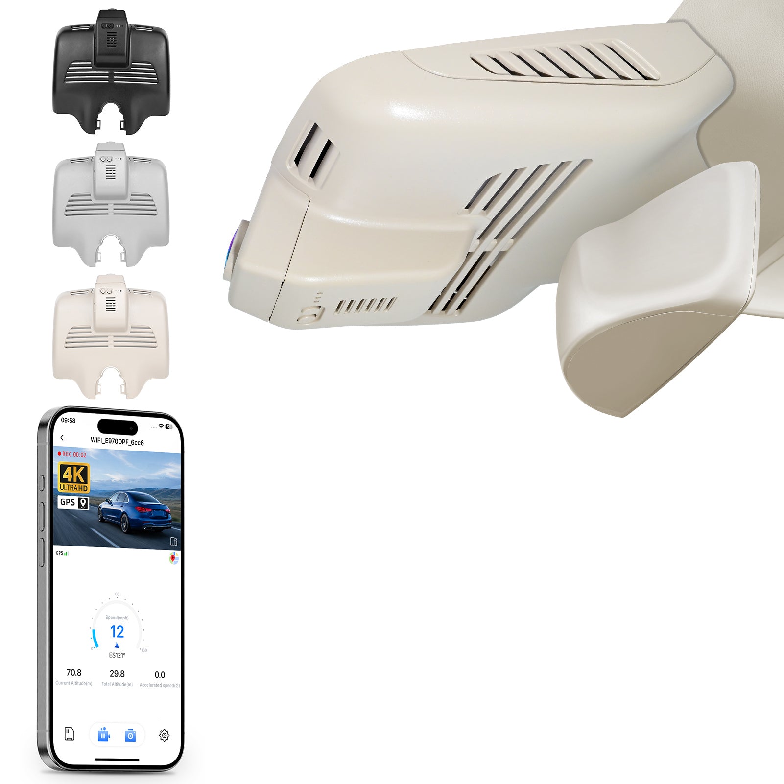 Mangoal 4K Dash Cam for Mercedes-Benz C-Class Gen4 W/S/C/A 205 2015-2021 (Model B Beige)