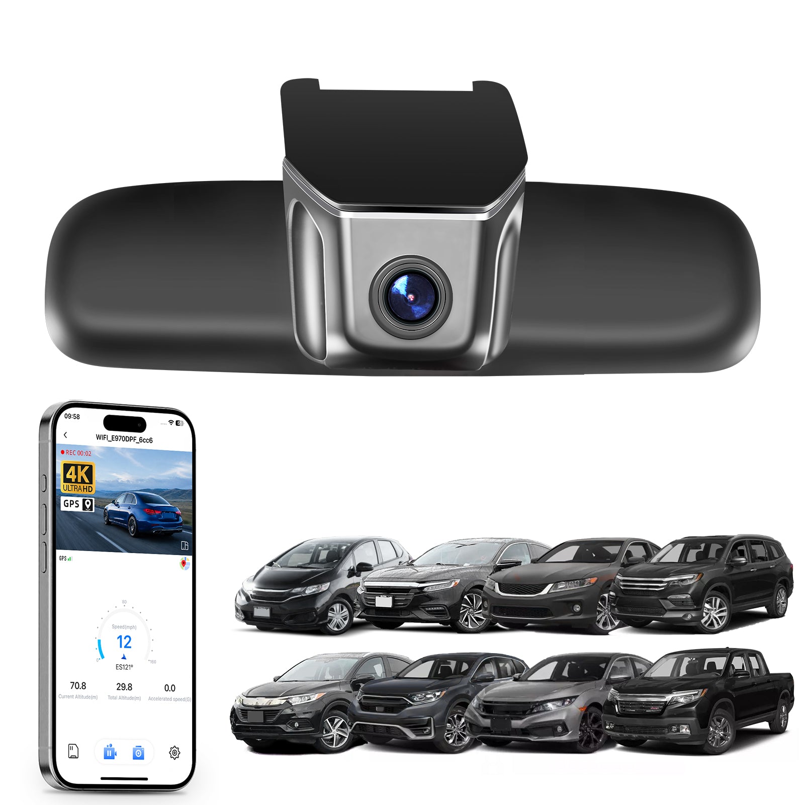 Mangoal 4K HDR Dash Cam STARVIS 2 IMX678 for Honda CRV 2007-2016, Civic 2009-2018, Accord 2008-2017, HRV & Pilot & Ridgeline, and More