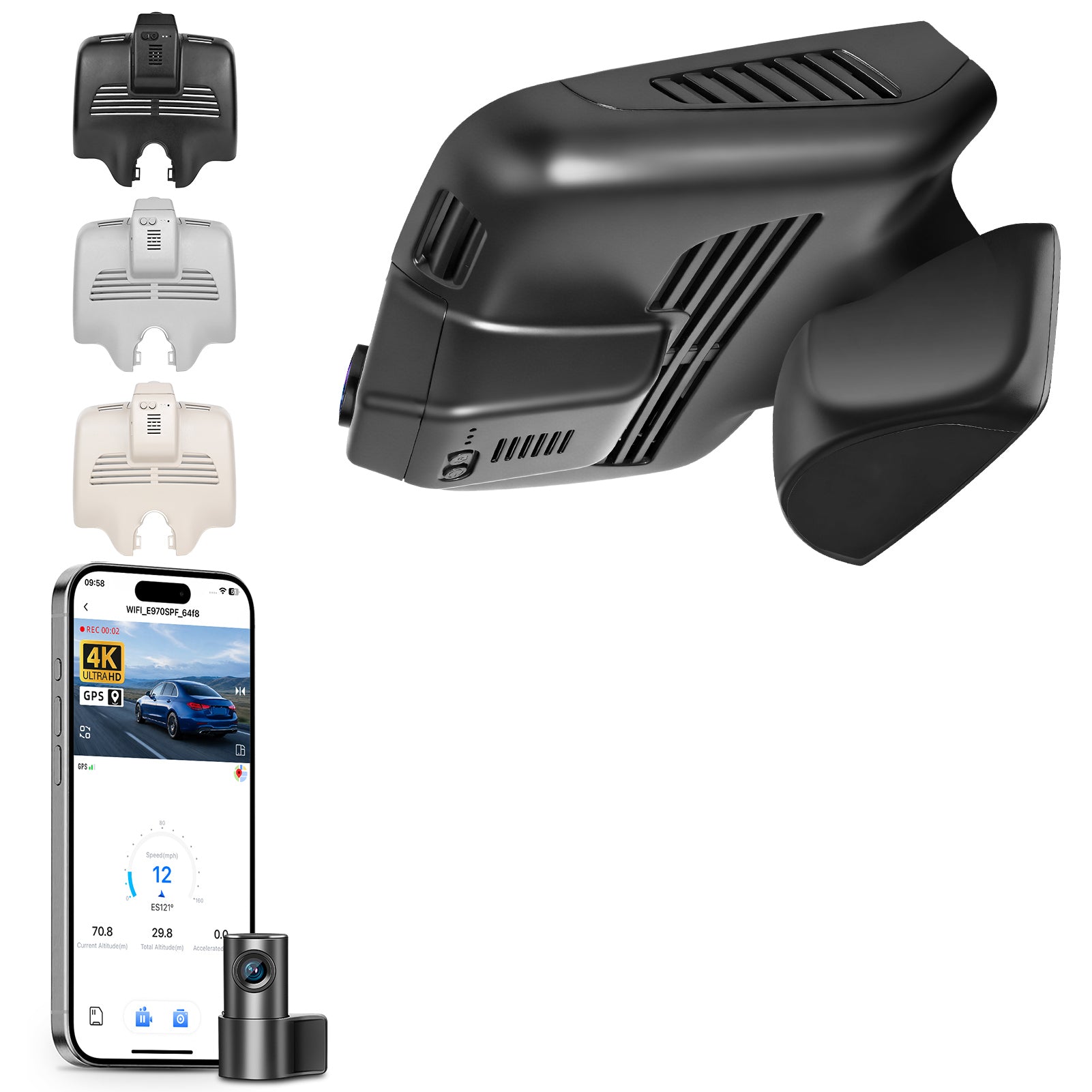 Mangoal Front 4K & Rear 1080P Dash Cam for Mercedes-Benz C-Class Gen4 W/S/C/A 205 2015-2021 (Model B Black)