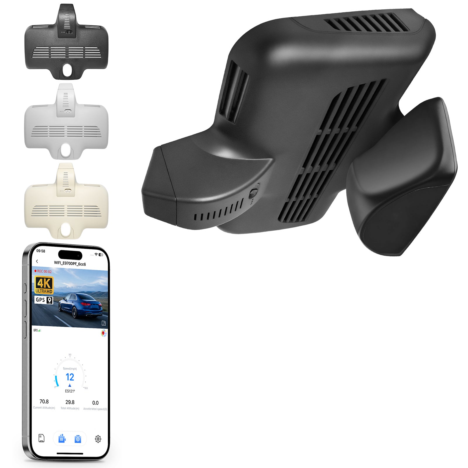 Mangoal 4K Dash Cam for Mercedes-Benz C-Class Gen4 W/S/C/A 205 2015-2021 (Model D Black)