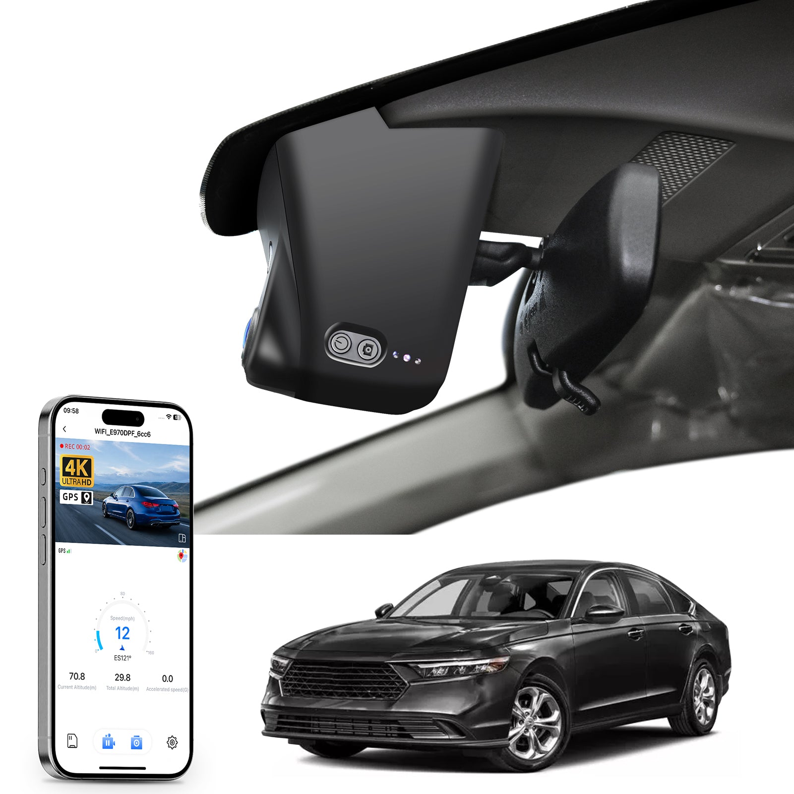 Mangoal Front 4K HDR Dash Cam STARVIS 2 IMX678 for Honda Accord Gen11 2023-2026 & Hybrid