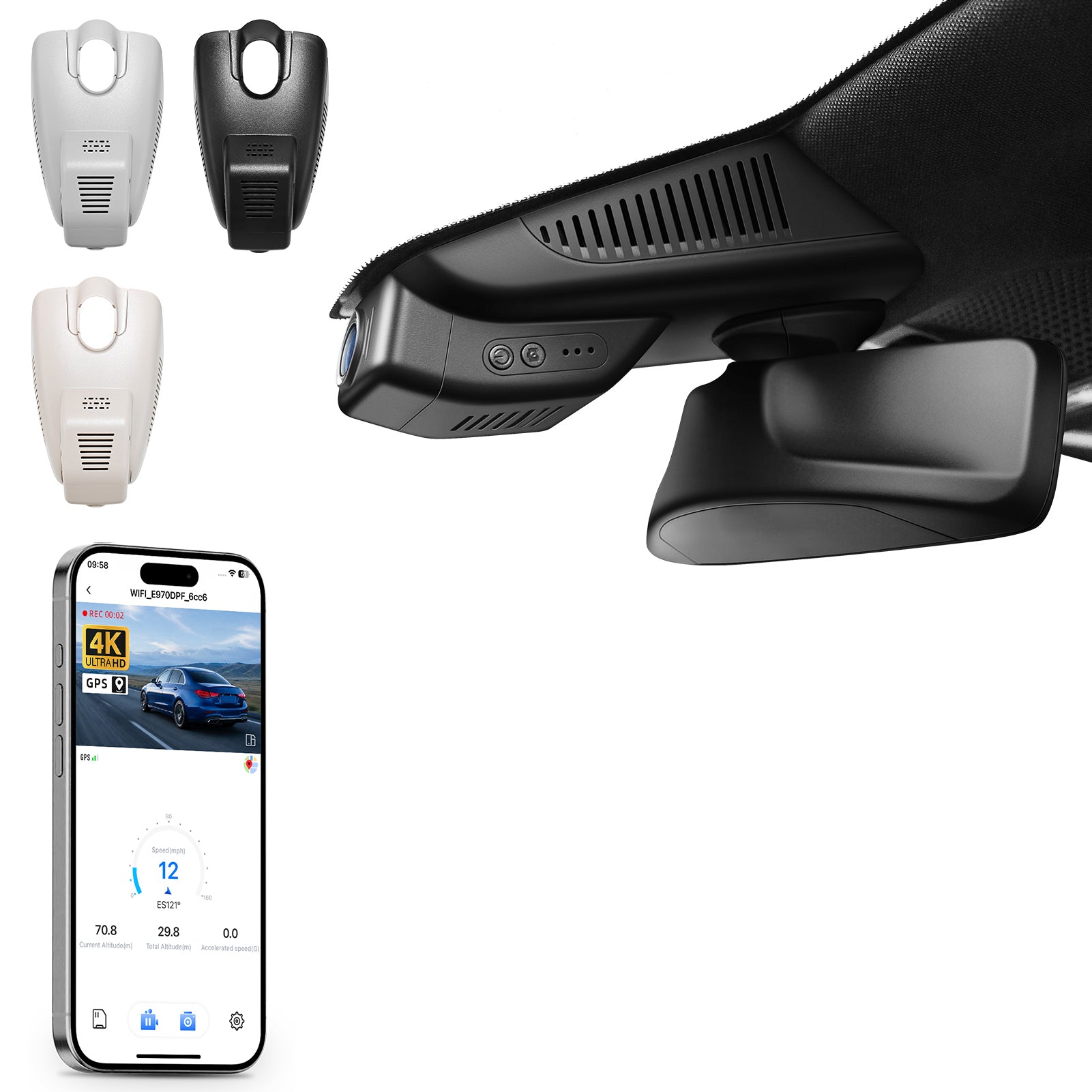 Mangoal 4K Dash Cam for Mercedes-Benz C-Class Gen4 W/S/C/A 205 2015-2021 (Model A Black)