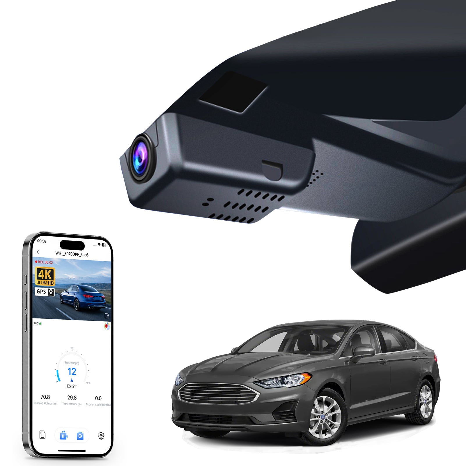 Mangoal Front 4K HDR Dash Cam STARVIS 2 IMX678 for Ford 1st Gen Maverick 2025 2026(Model B)