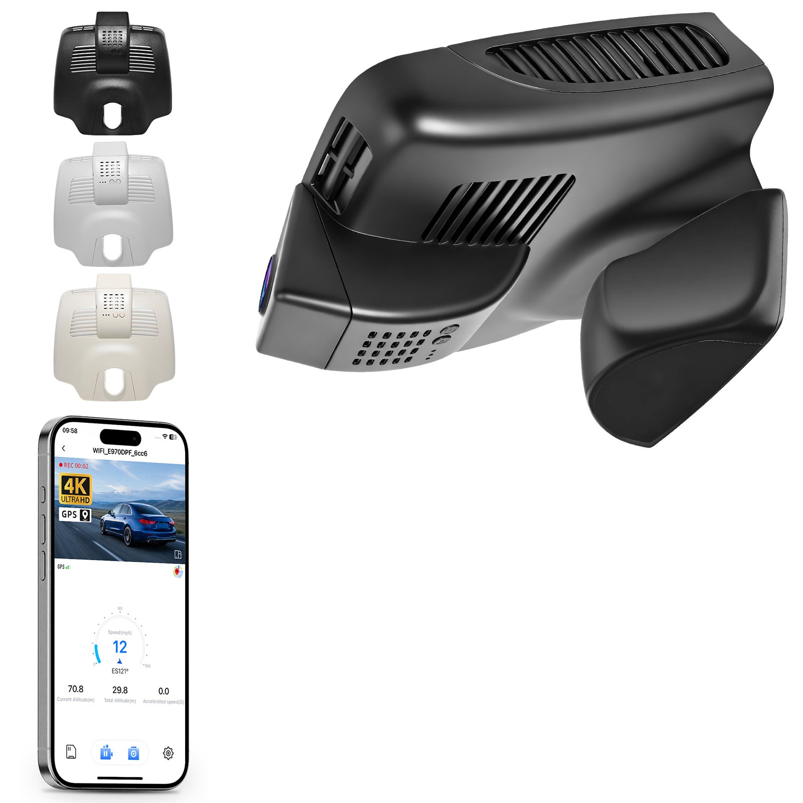 Mangoal 4K Dash Cam for Mercedes-Benz E-class W213 Gen5 2017-2023 & E53 E63 AMG 2018-2024 (Model B Black)