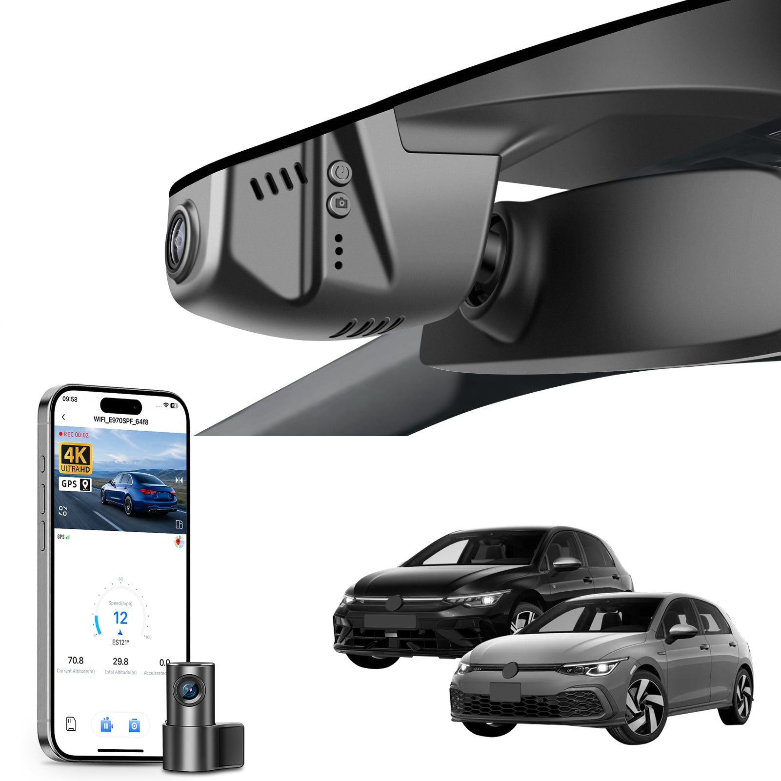 Mangoal Dash Cam for Volkswagen Golf & Golf GTI & Golf R MK 7/7.5/8 2015-2025 (Model B)