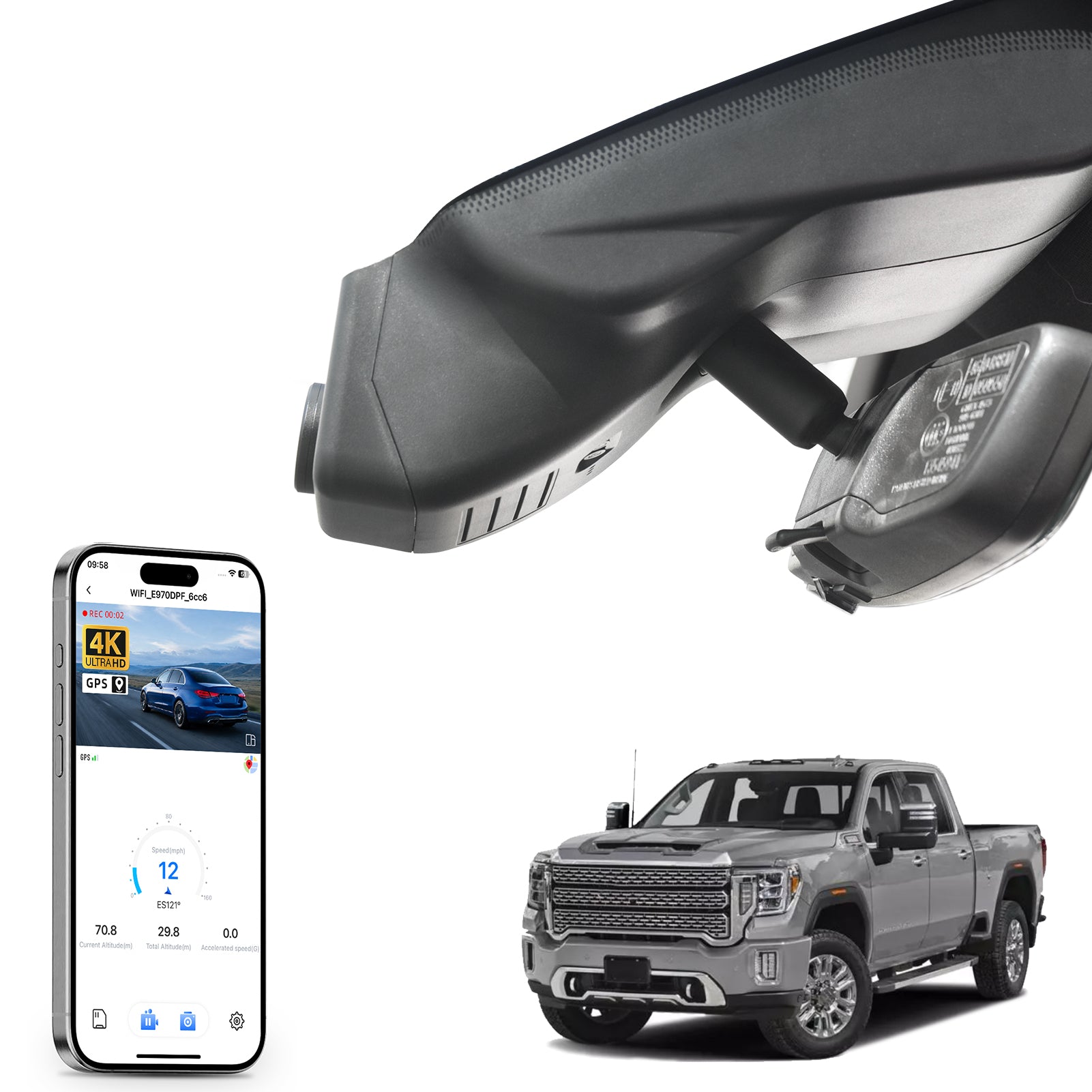 Mangoal Front 4K HDR Dash Cam STARVIS 2 IMX678 for GMC Sierra 1500 2022-2026, 2500 HD/3500 HD 2024-2026 (Model C)
