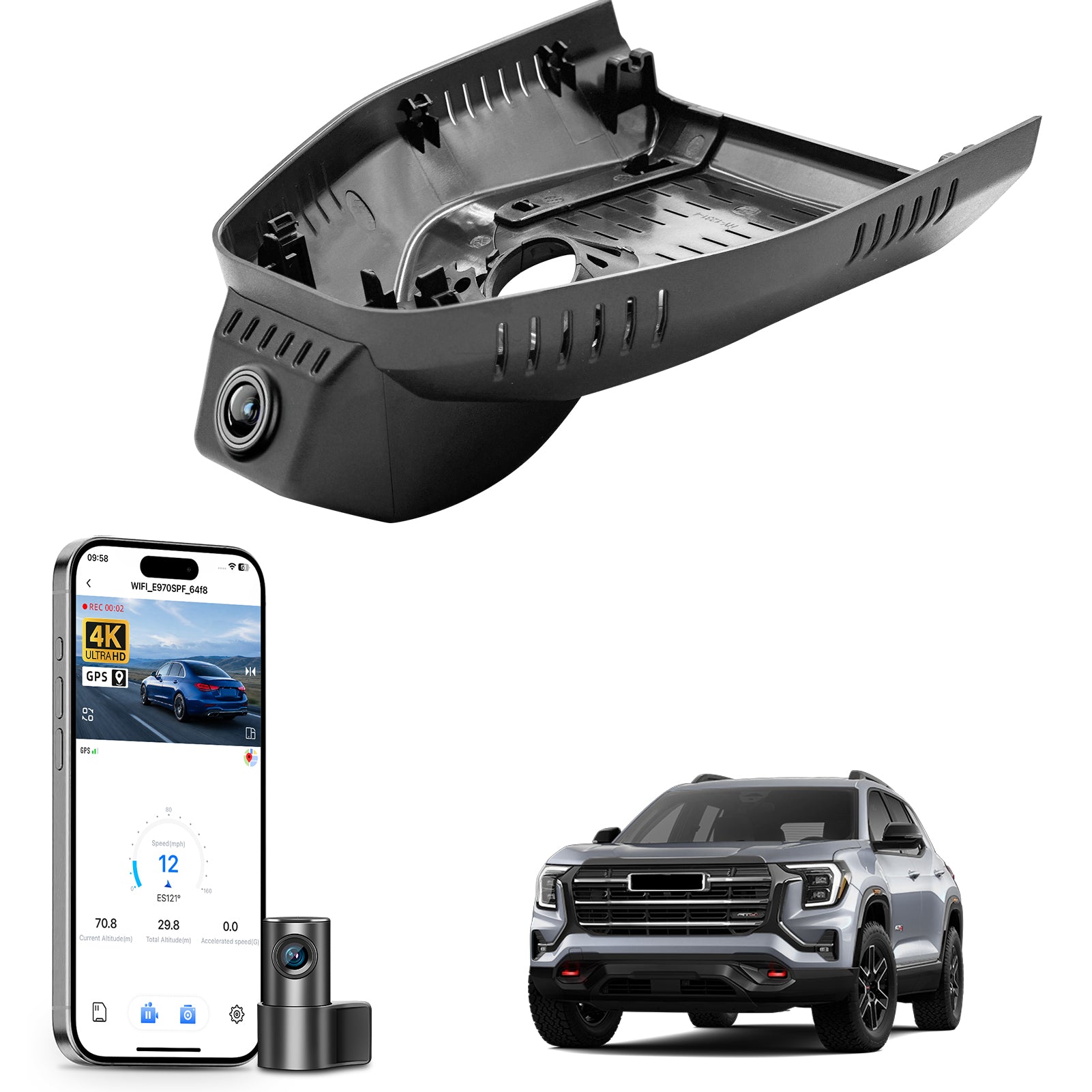 Mangoal Front 4K & Rear 2K HDR Dash Cam, Dual STARVIS 2 IMX678 IMX675, for GMC Terrain 2025-2026(Model C)