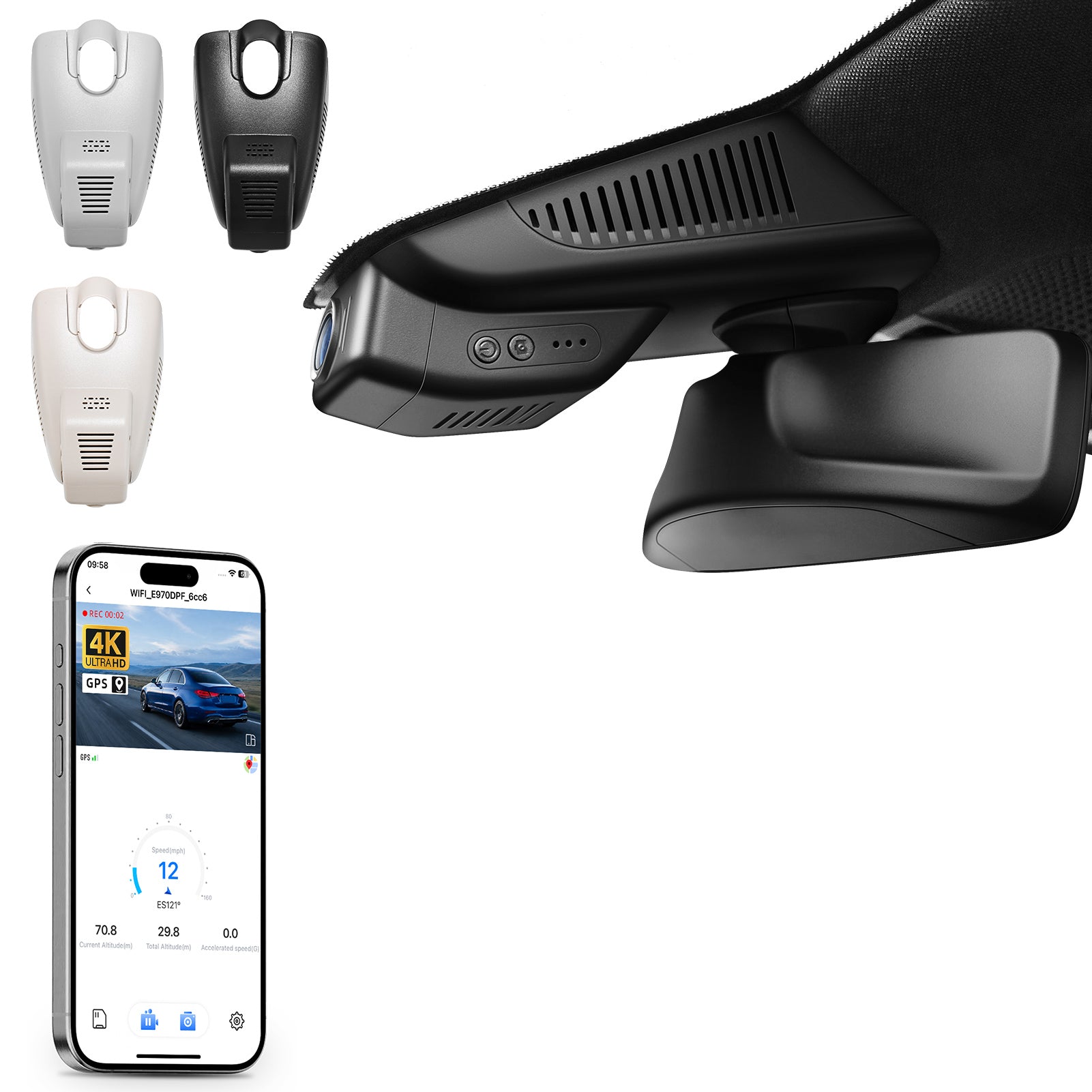 Mangoal 4K Dash Cam for Mercedes-Benz E-class W213 Gen5 2017-2023 & E53 E63 AMG 2018-2024 (Model A Black)