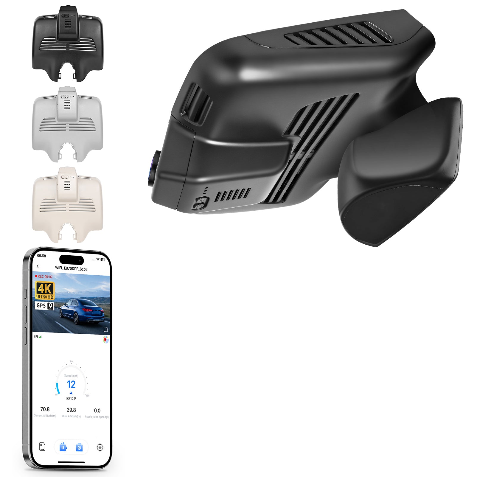 Mangoal 4K Dash Cam for Mercedes-Benz C-Class Gen4 W/S/C/A 205 2015-2021 (Model B Black)