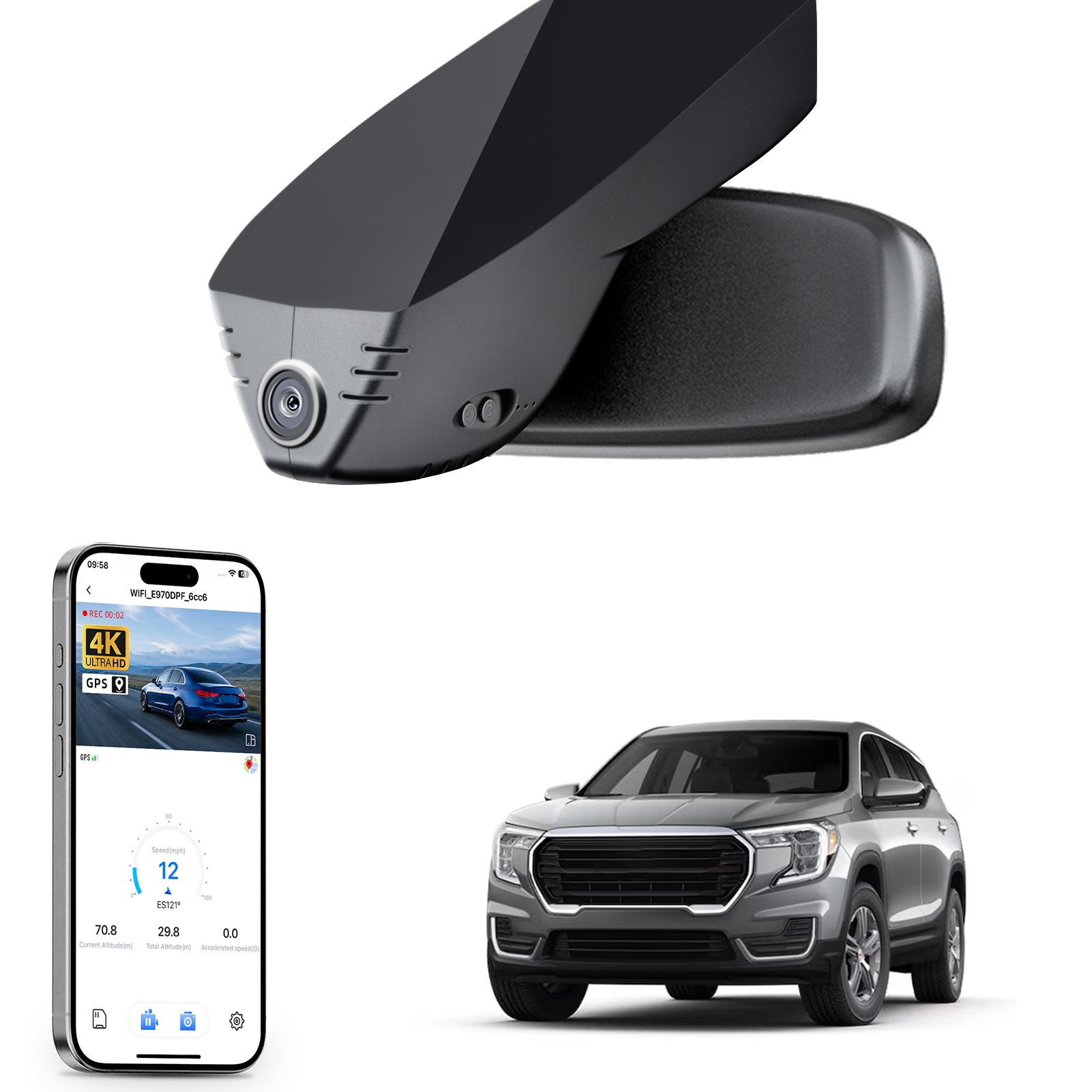 Mangoal Front 4K HDR Dash Cam STARVIS 2 IMX678 for GMC Terrain 2018-2024(Model A)