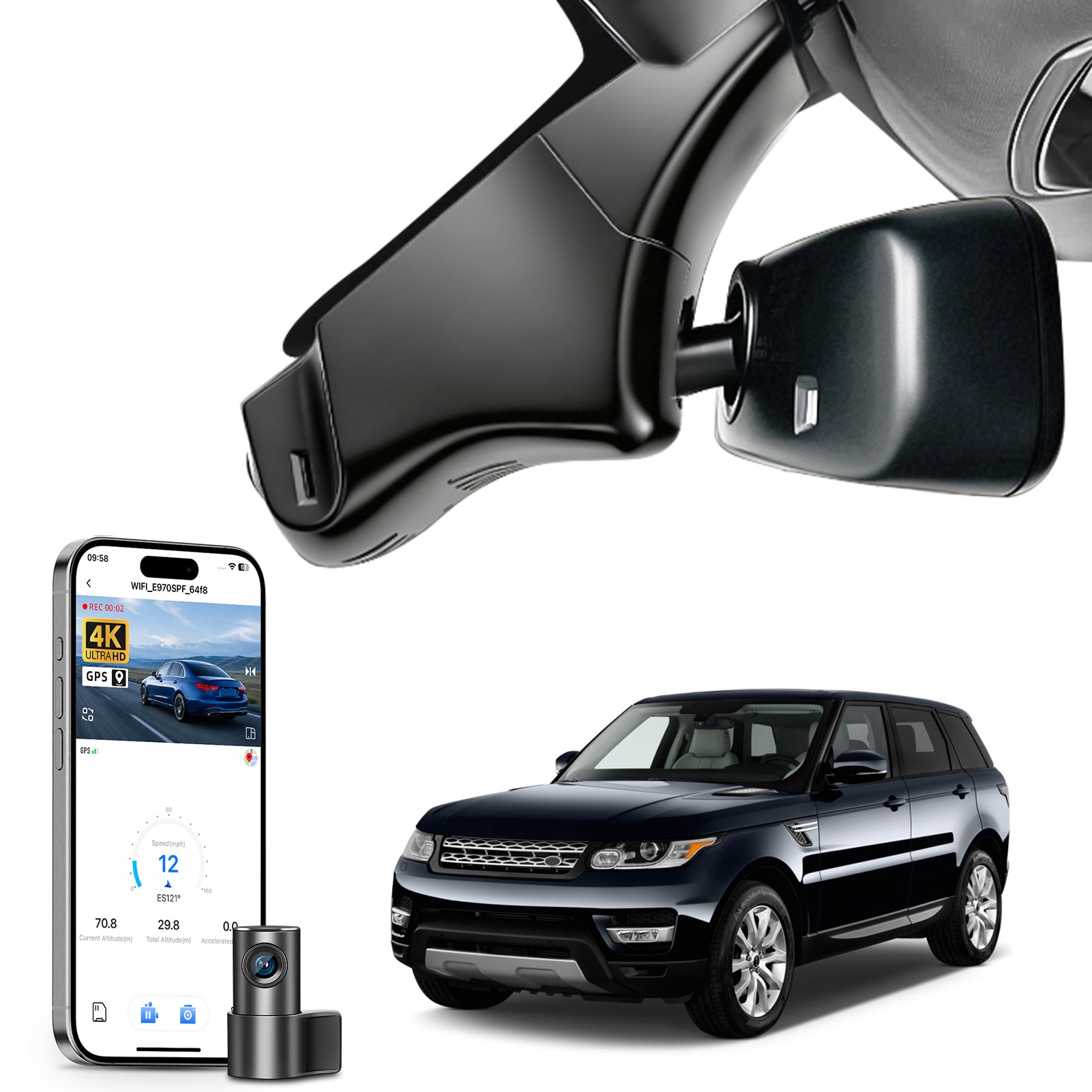 Mangoal Front 4K & Rear 1080P Dash Cam for Land Rover Range Rover & Range Rover Sport(Model B)