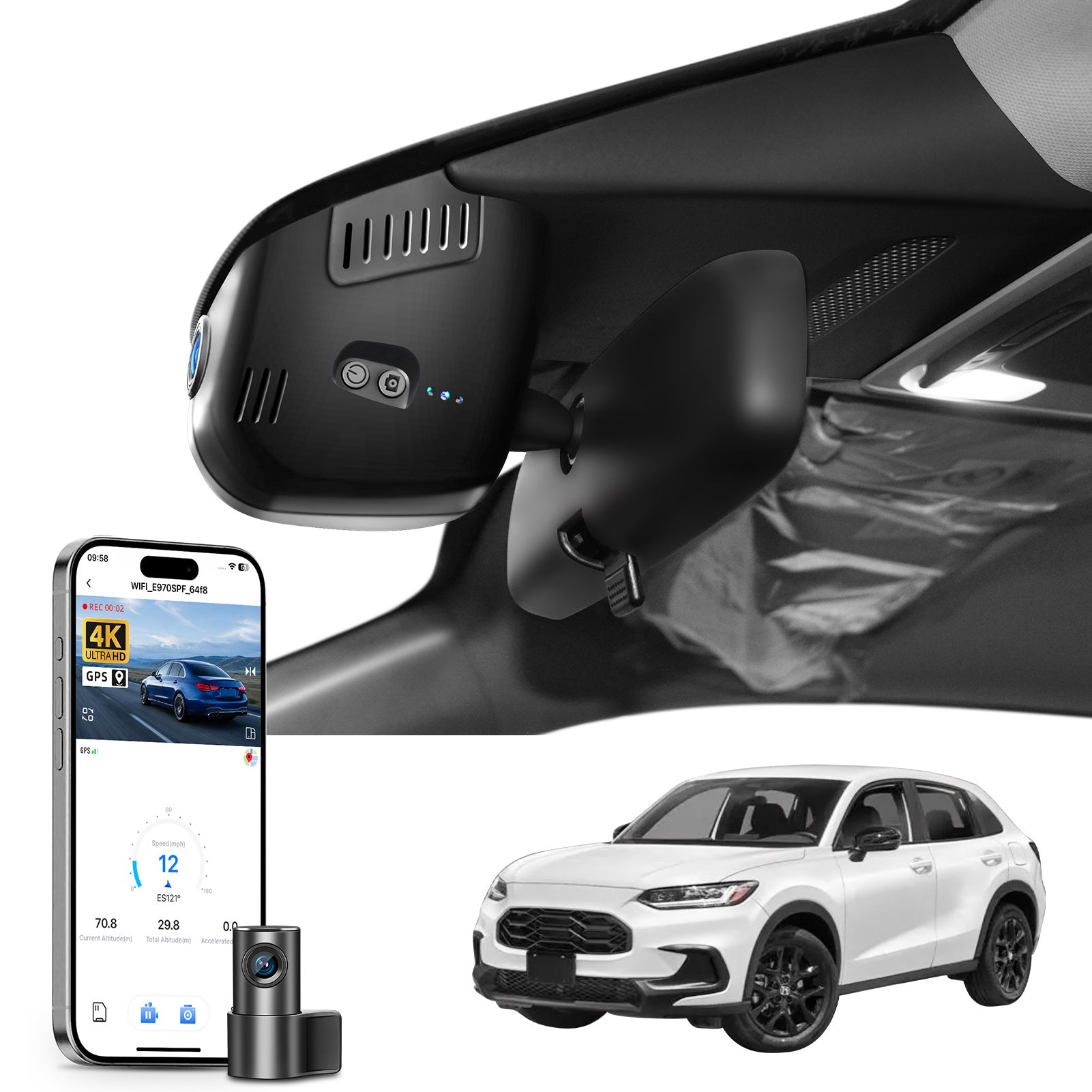 Mangoal Front 4K & Rear 2K HDR Dash Cam, Dual STARVIS 2 IMX678 IMX675, for Honda HRV Gen3 RU 2023-2026(Model B)