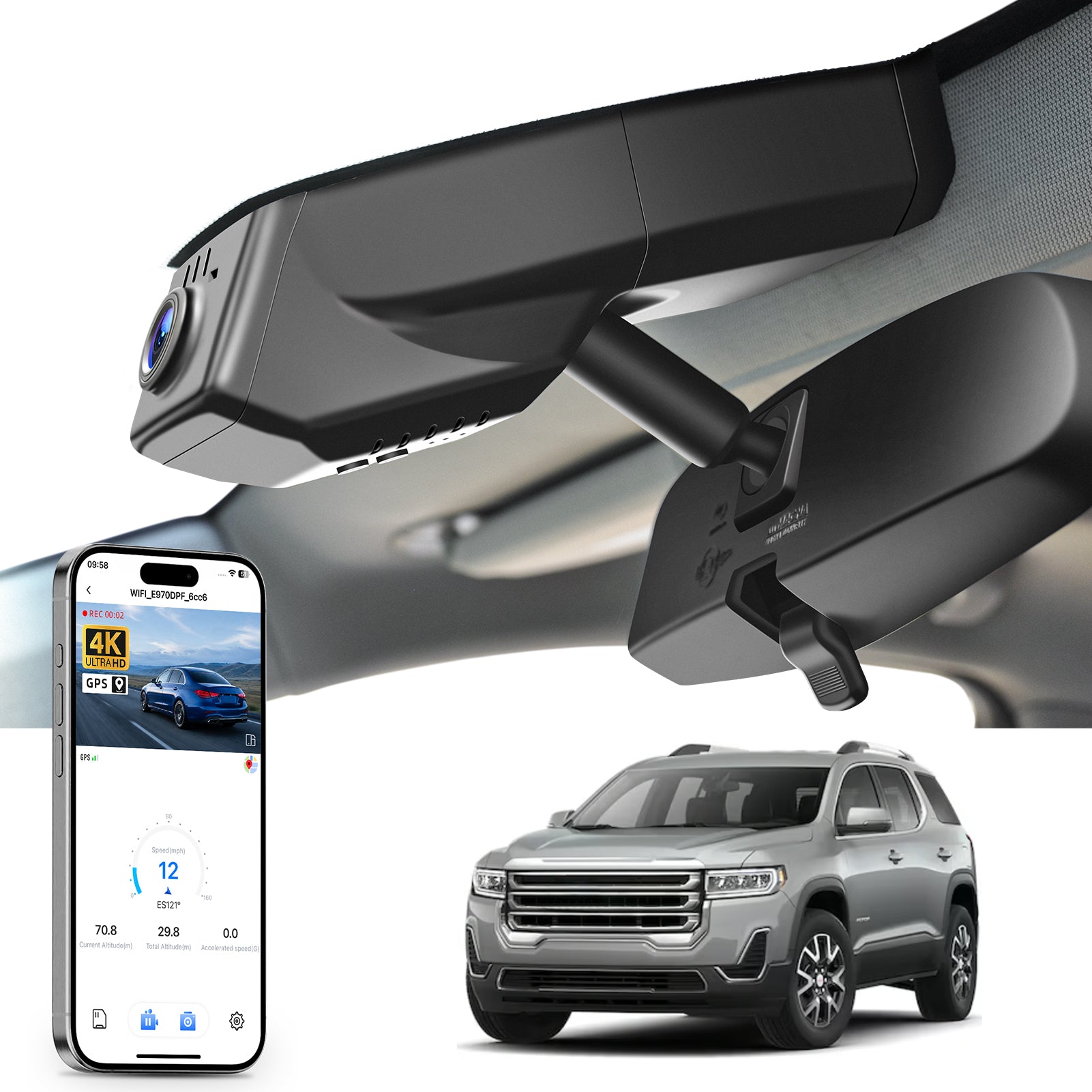 Mangoal Front 4K HDR Dash Cam STARVIS 2 IMX678 for GMC Acadia Gen2 2017-2023(Model B)