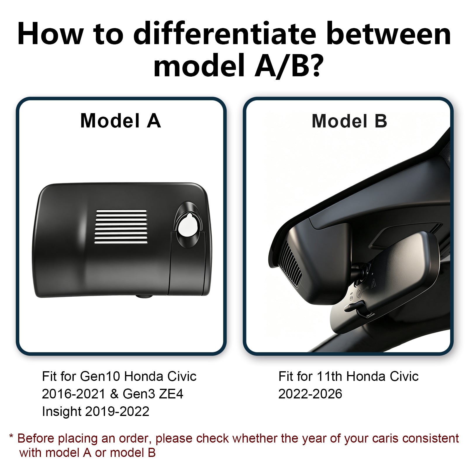 Mangoal Front 4K & Rear 2K HDR Dash Cam, Dual STARVIS 2 for Honda Gen10 Civic 2016-2021 & Gen3 ZE4 Insight 2019-2022(Model A)