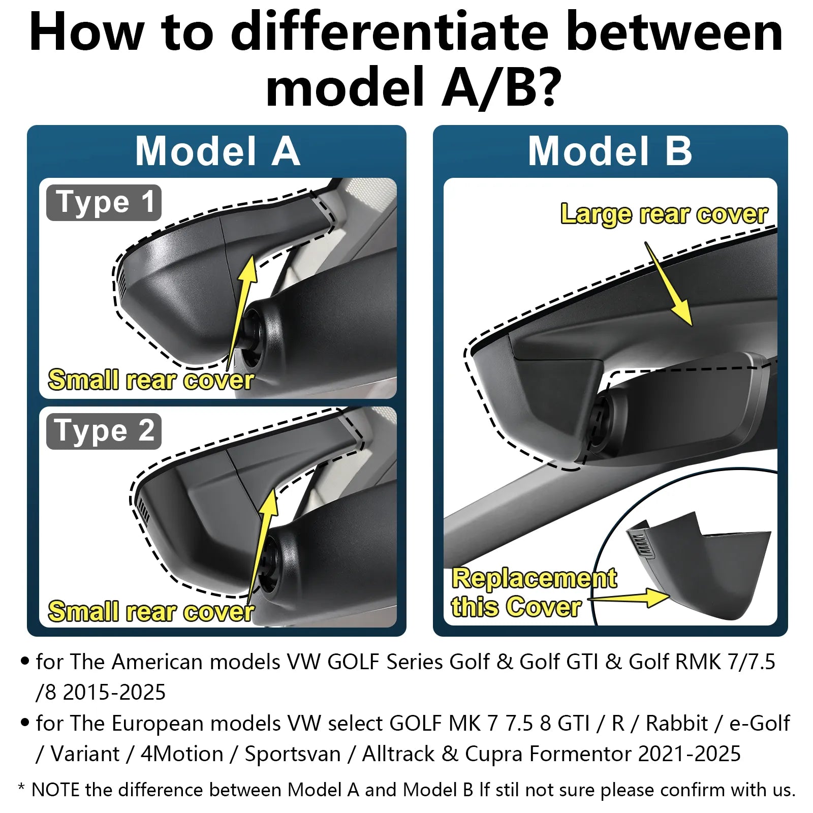 Mangoal Front 4K HDR Dash Cam STARVIS 2 IMX678 for Volkswagen Golf & Golf GTI & Golf R MK 7/7.5/8 2015-2025 (Model A Black)