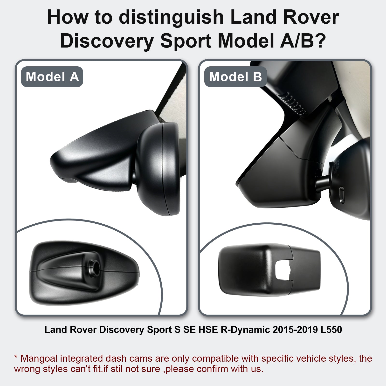 Mangoal 4K Dash Cam for Land Rover Discovery Sport S SE HSE R-Dynamic(Model C)