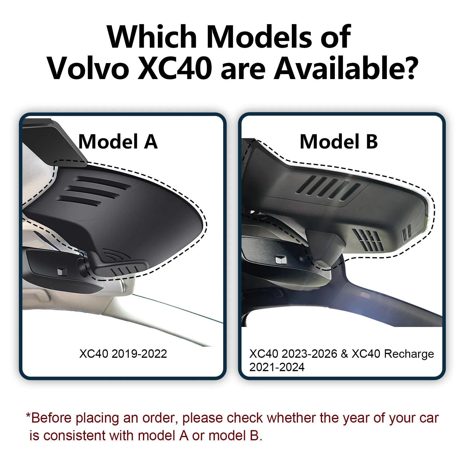 4K Front & 2K Rear 2 Channel HDR Dash Cam, Dual STARVIS 2 IMX678 IMX675, Custom Fit for Volvo XC40 2019-2022(Model A)