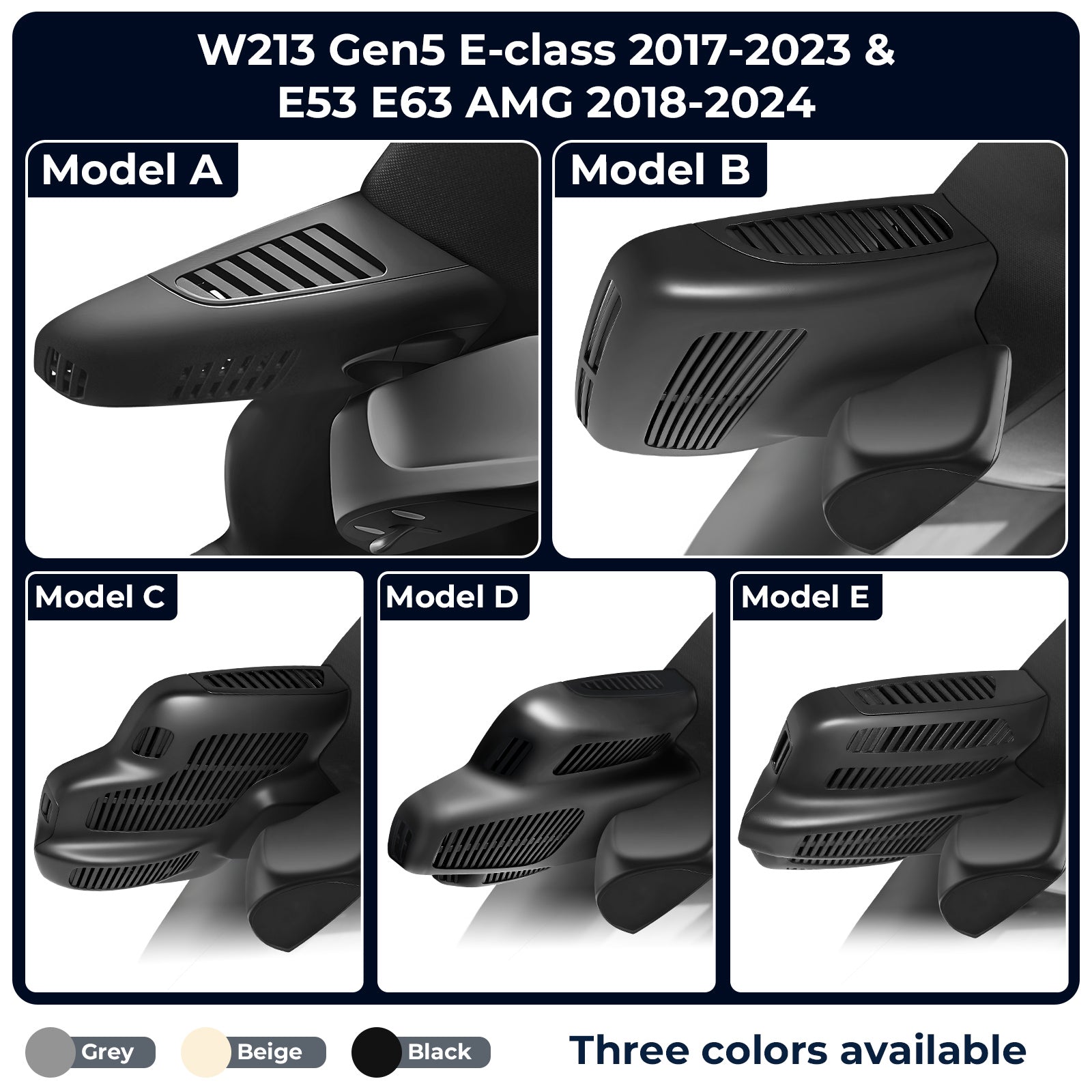 Mangoal 4K Dash Cam for Mercedes-Benz E-class W213 Gen5 2017-2023 & E53 E63 AMG 2018-2024 (Model A Beige)